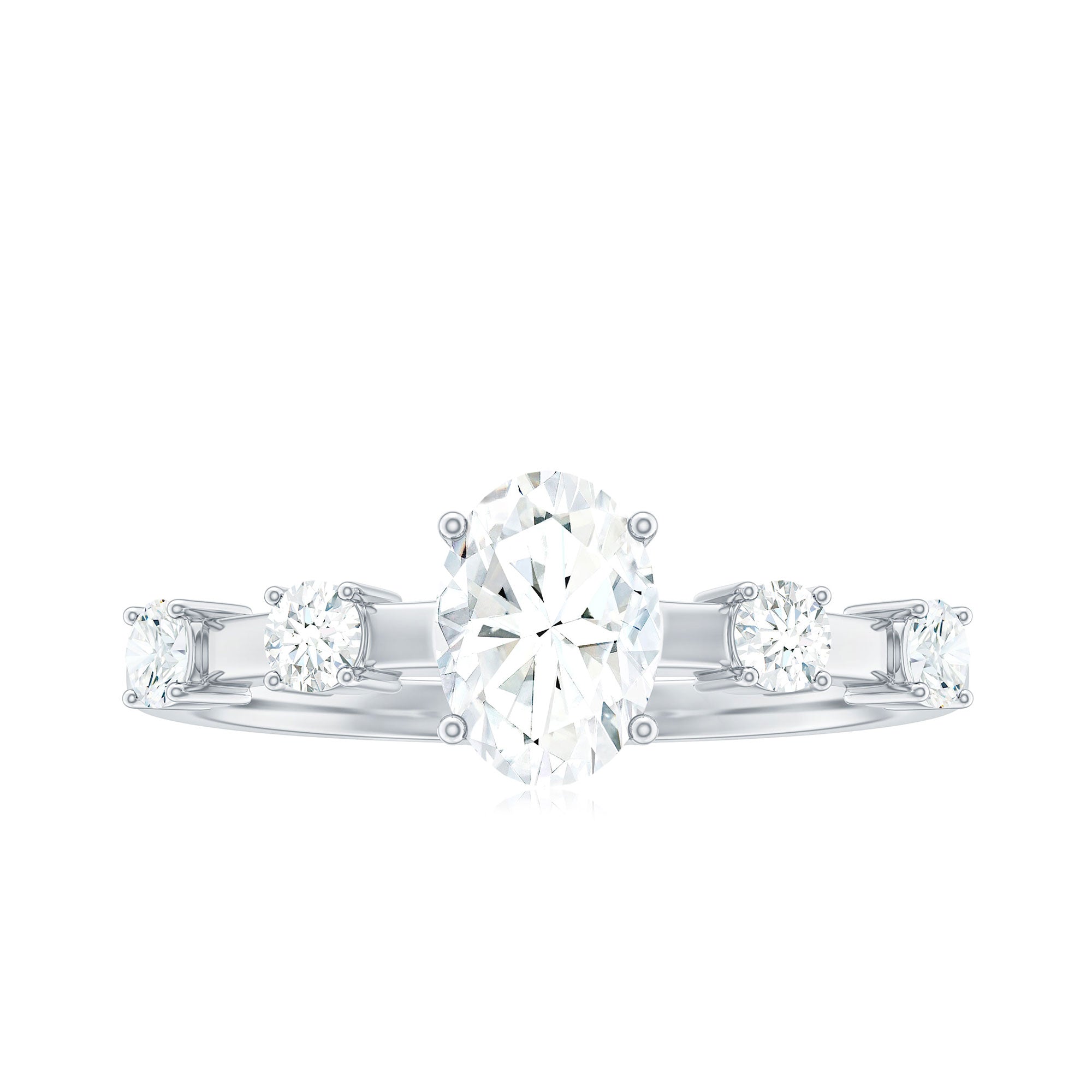 Oval Cubic Zirconia Solitaire Engagement Ring for Women