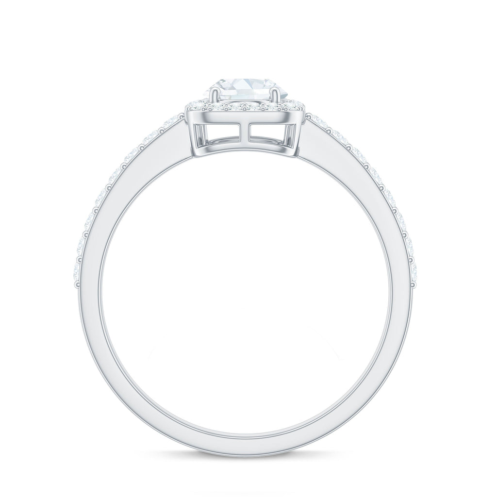 2 CT Oval Cut Zircon Halo Engagement Ring with Side Stones