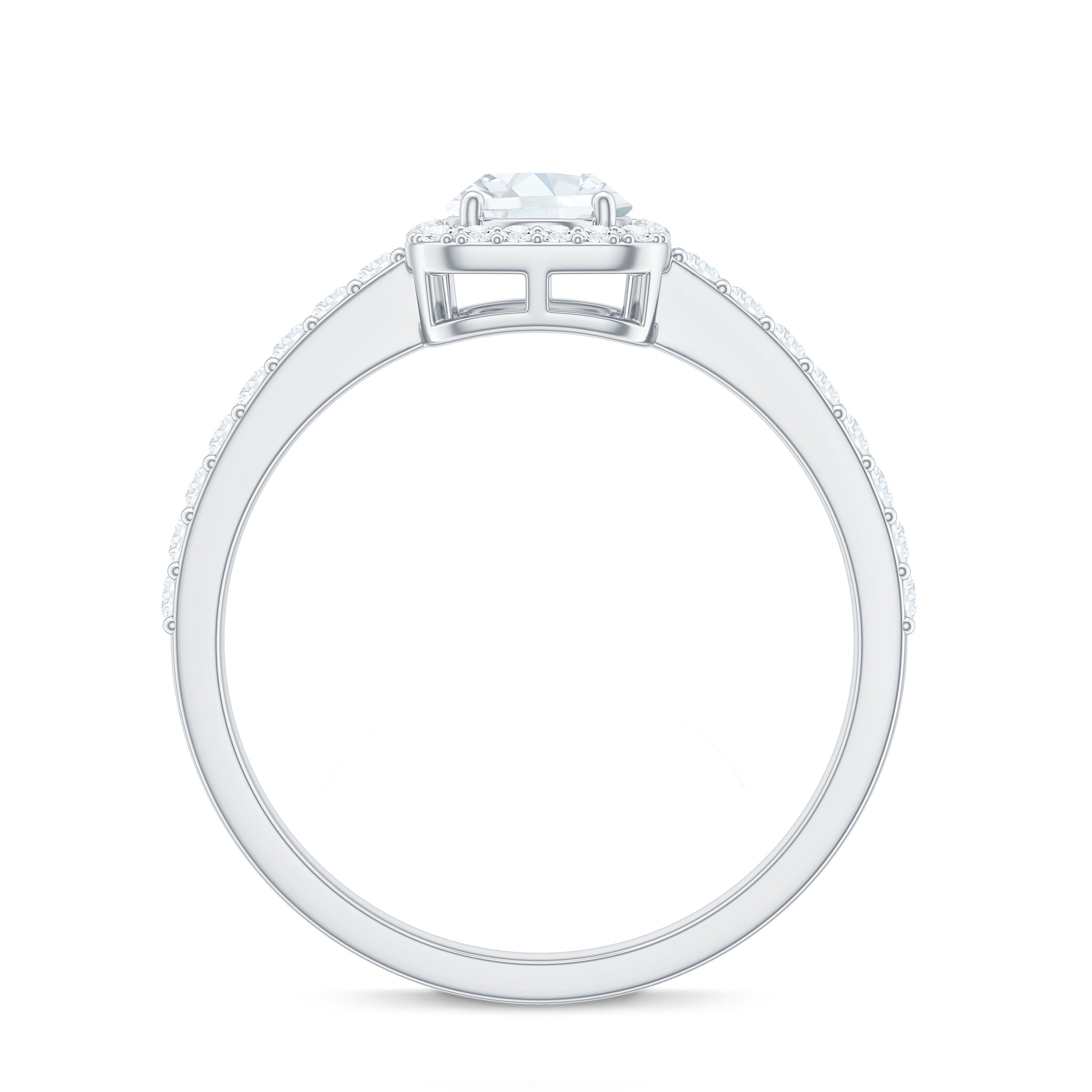 2 CT Oval Cut Zircon Halo Engagement Ring with Side Stones