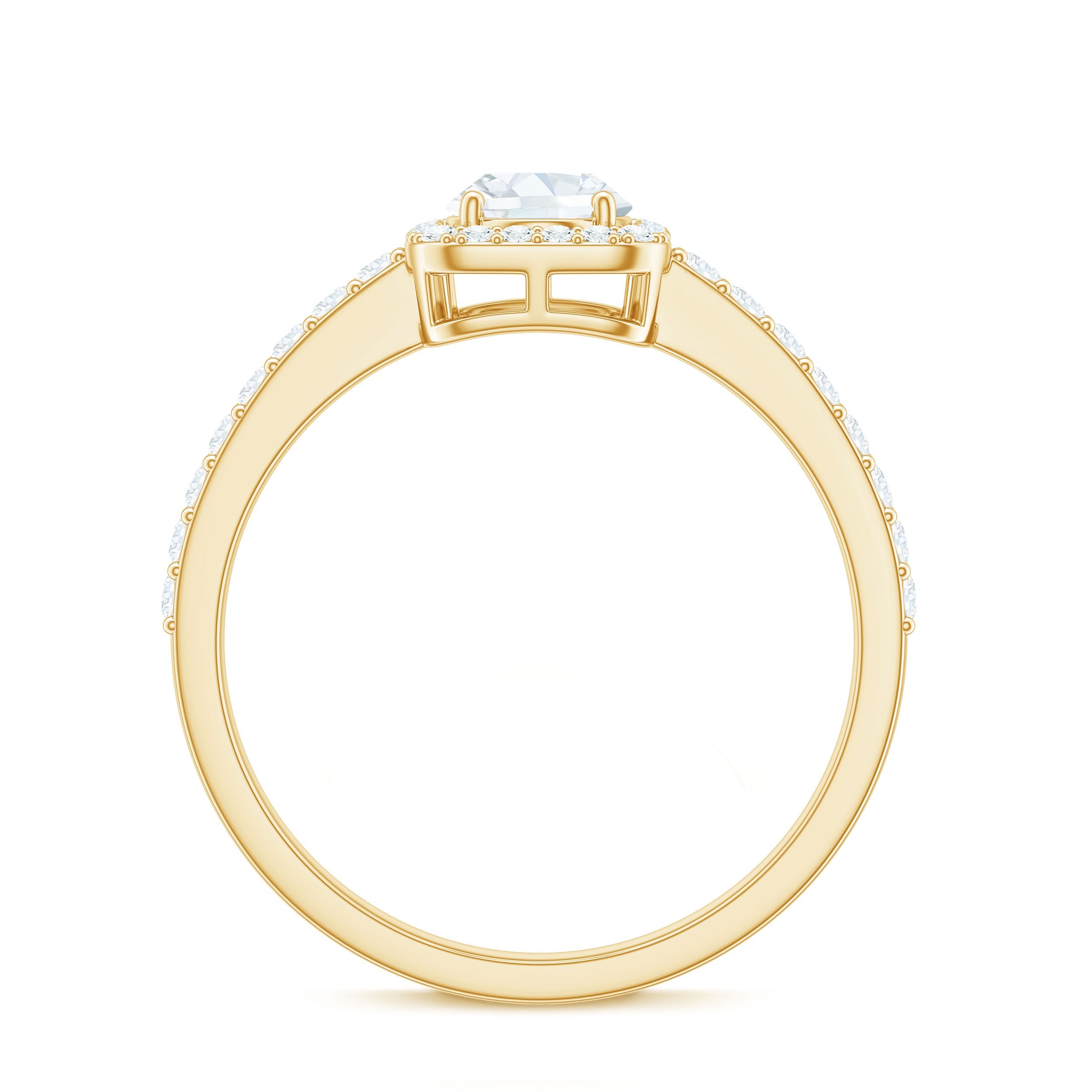 2 CT Oval Cut Zircon Halo Engagement Ring with Side Stones