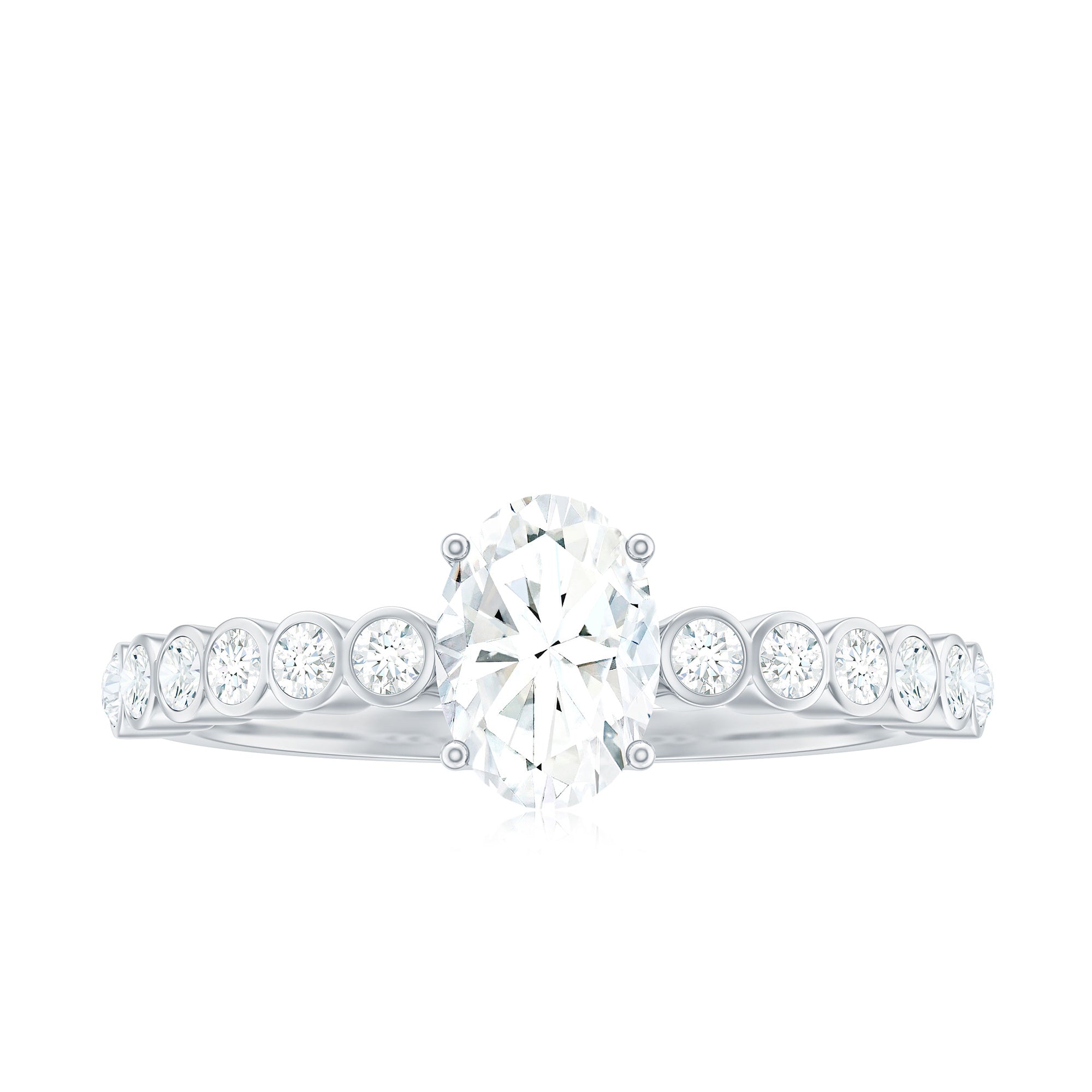 1.75 CT Prong Set Oval Cubic Zirconia Solitaire Engagement Ring