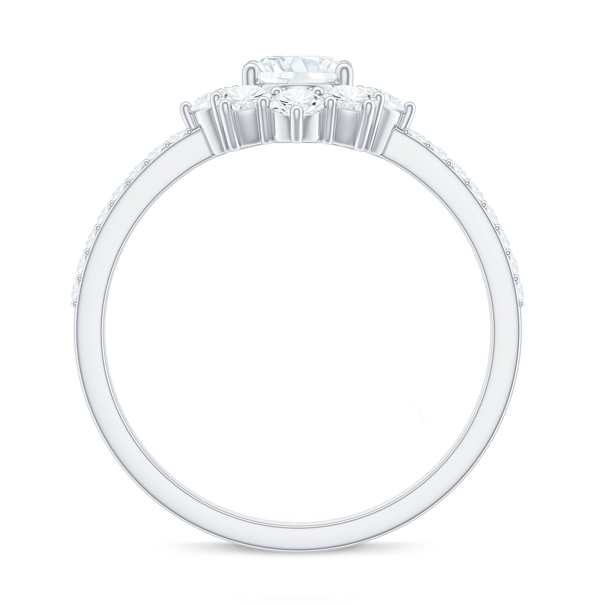 2 CT Oval Cubic Zirconia Engagement Ring with Half Halo