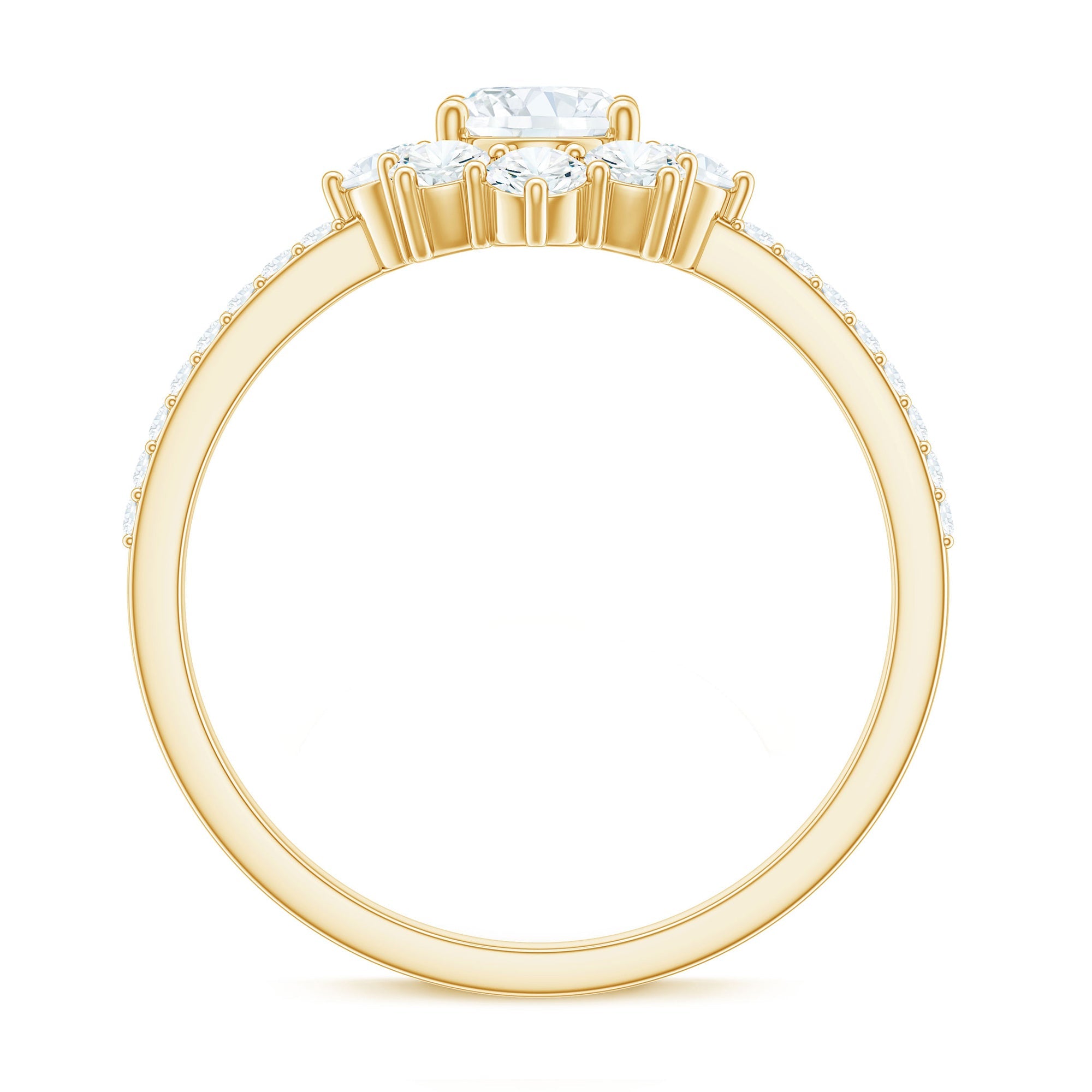 2 CT Oval Cubic Zirconia Engagement Ring with Half Halo
