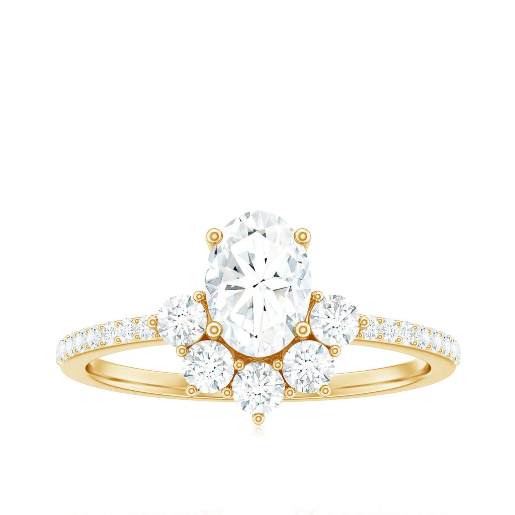 2 CT Oval Cubic Zirconia Engagement Ring with Half Halo