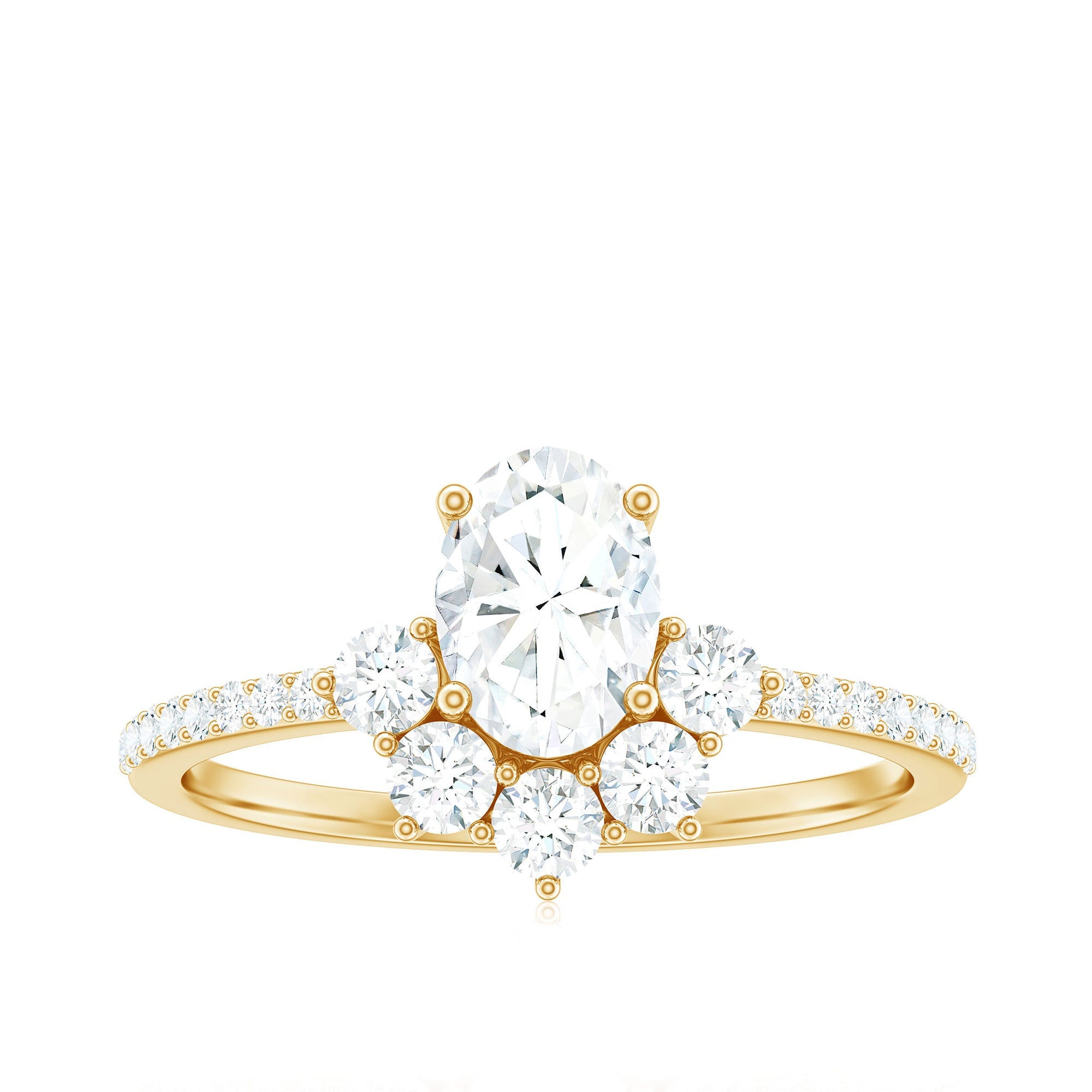 2 CT Oval Cubic Zirconia Engagement Ring with Half Halo