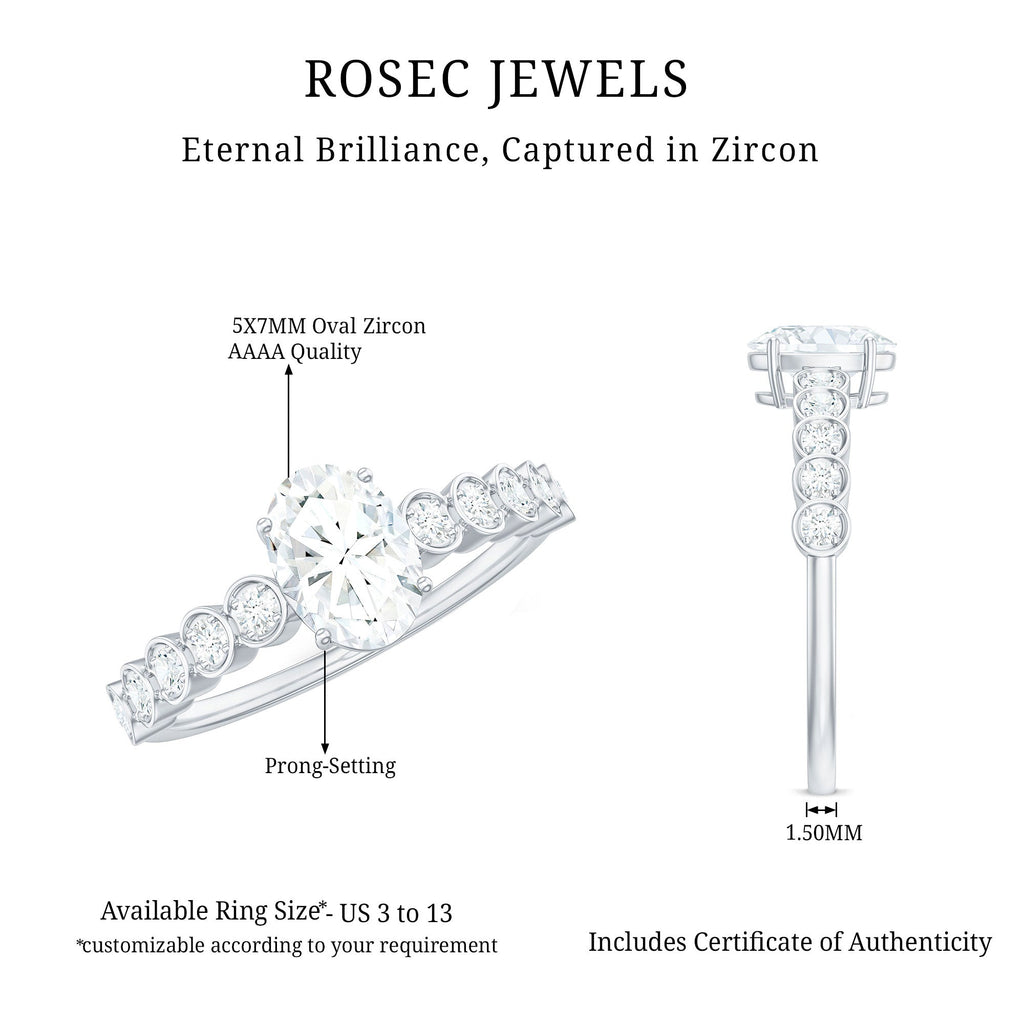 1.75 CT Prong Set Oval Cut Zircon Solitaire Engagement Ring