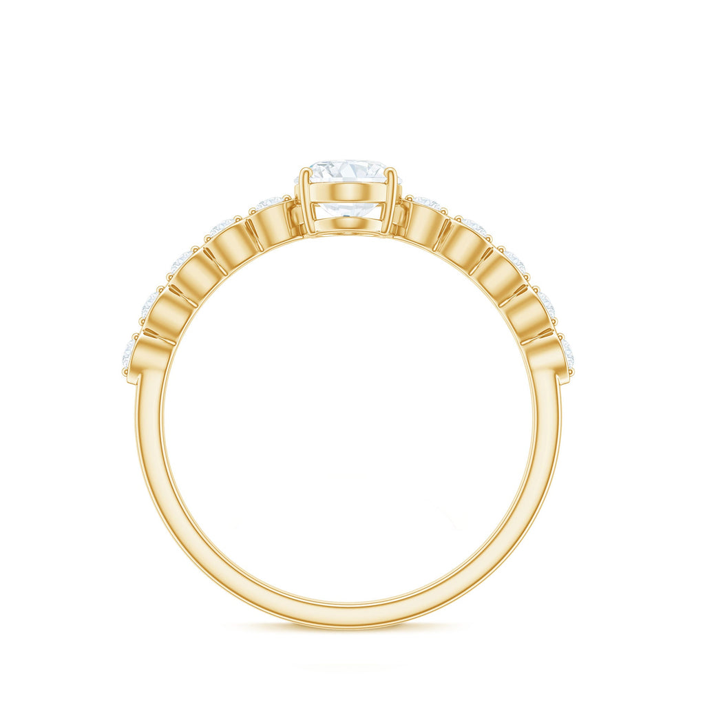 1.75 CT Oval Cut Solitaire Zircon Engagement Ring with Side Stones