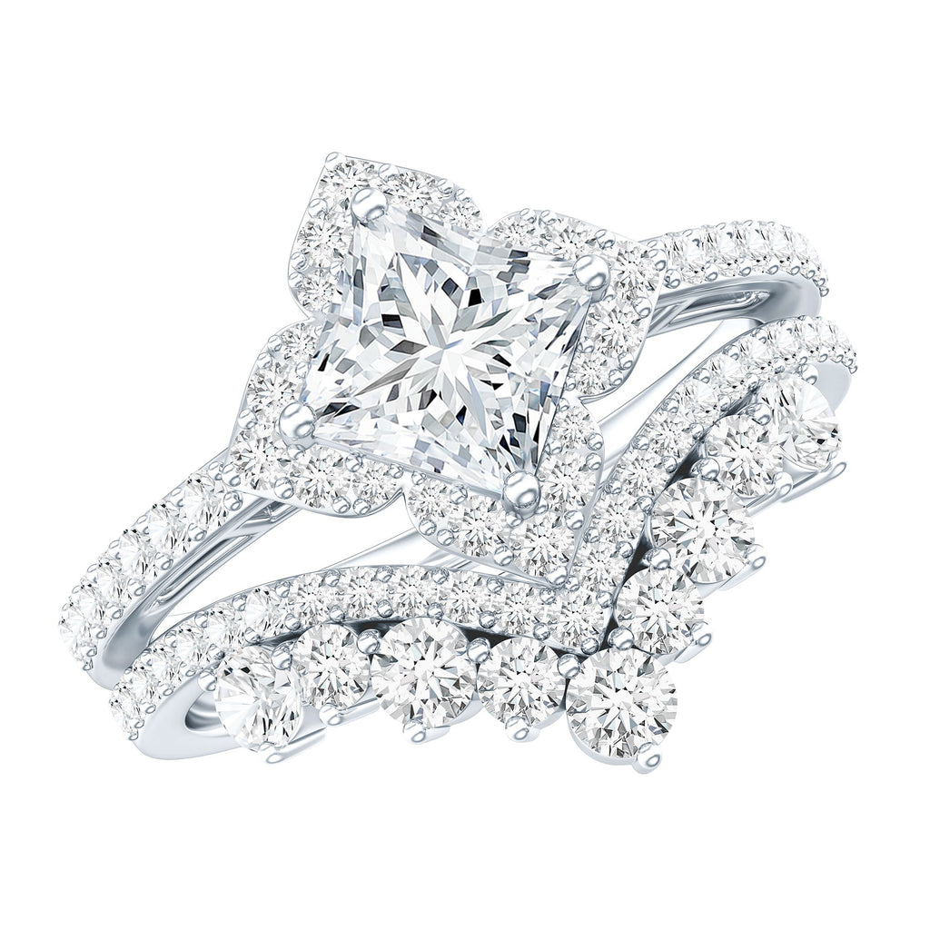 2.50 CT Cubic Zirconia Statement Wedding Ring Set With Certificate
