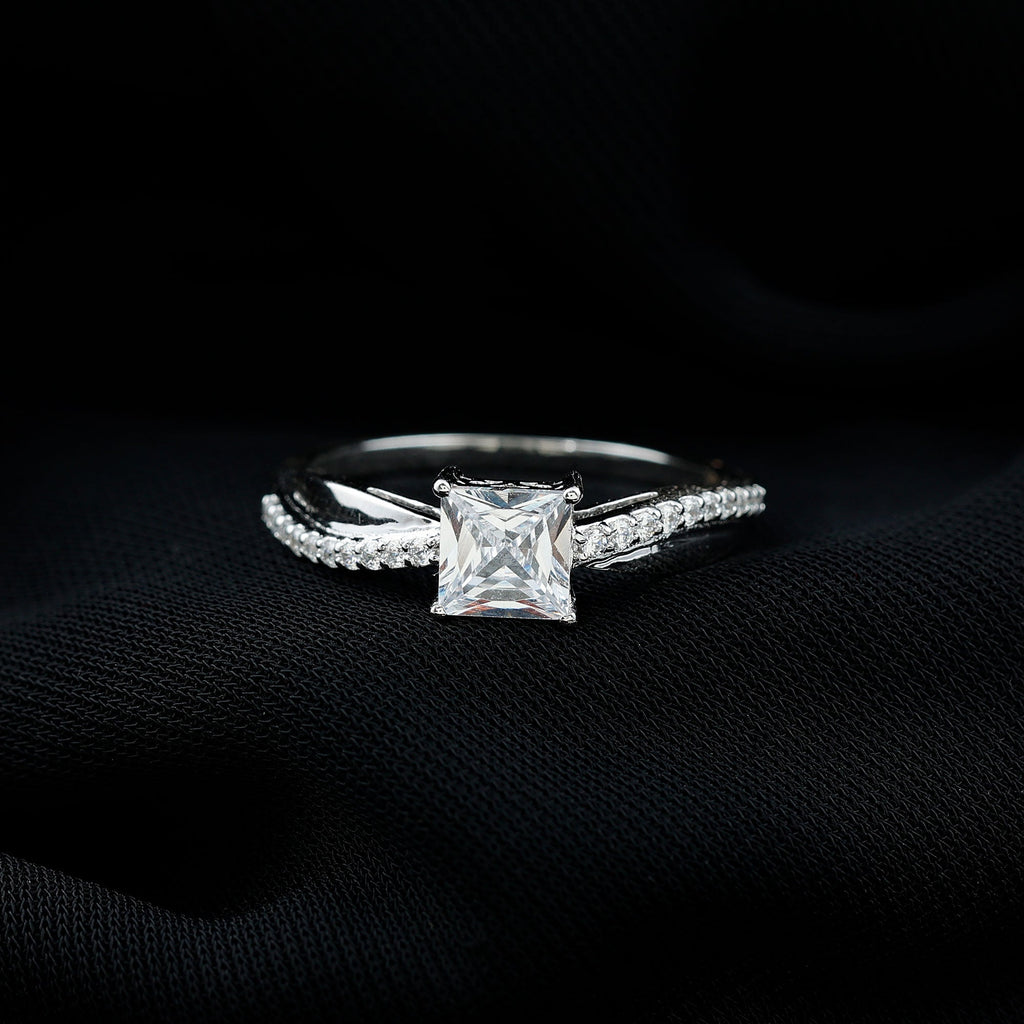 1 Carat Princess Cut Cubic Zirconia Solitaire Engagement Ring