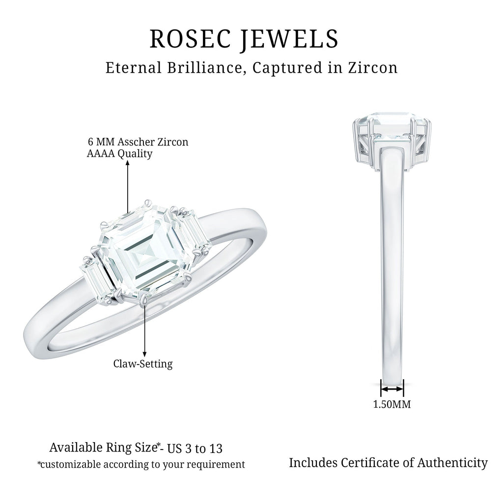 1.50 CT Asscher Cut Solitaire Zircon Engagement Ring