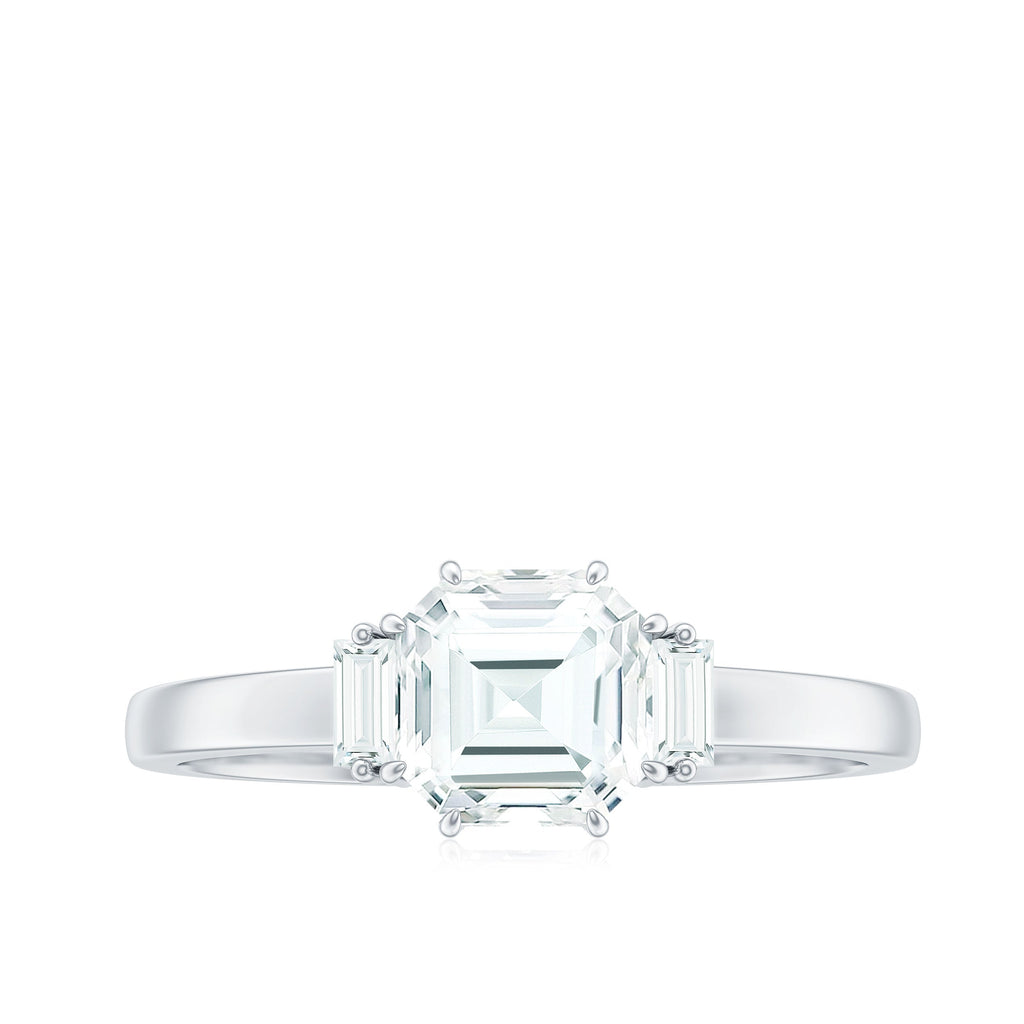 1.50 CT Asscher Cut Solitaire Zircon Engagement Ring