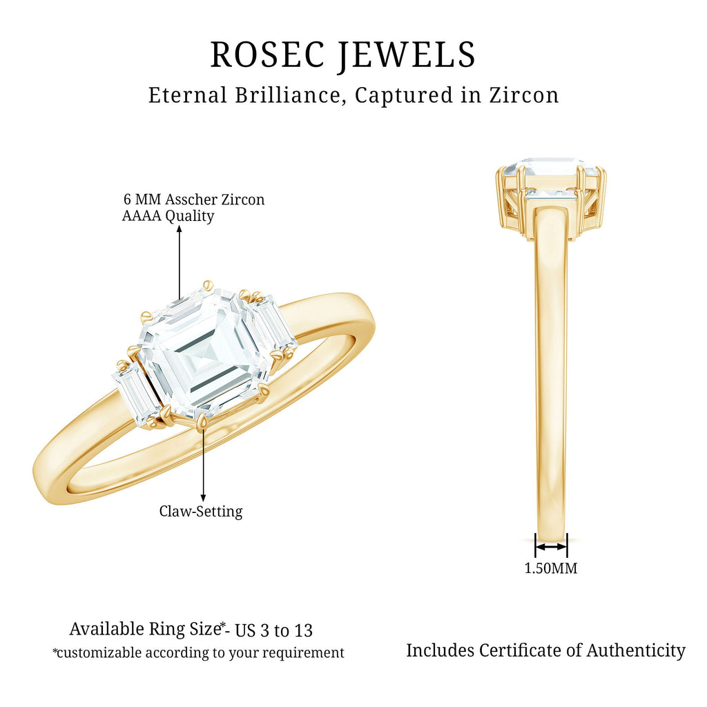 1.50 CT Asscher Cut Solitaire Zircon Engagement Ring