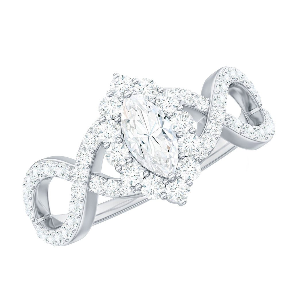 1.50 CT Marquise Cut Zircon Crossover Engagement Ring
