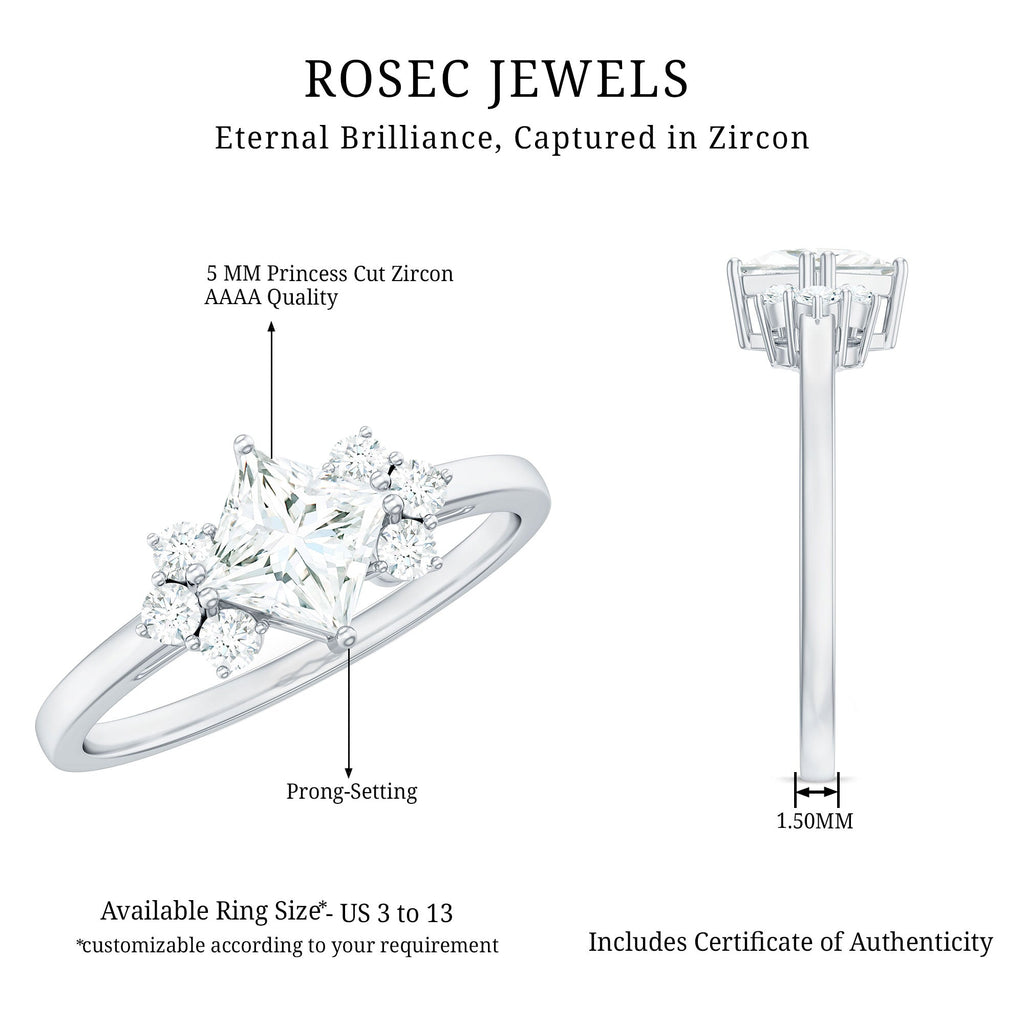 1 CT Princess Cut Cubic Zirconia Engagement Ring in Prong Setting