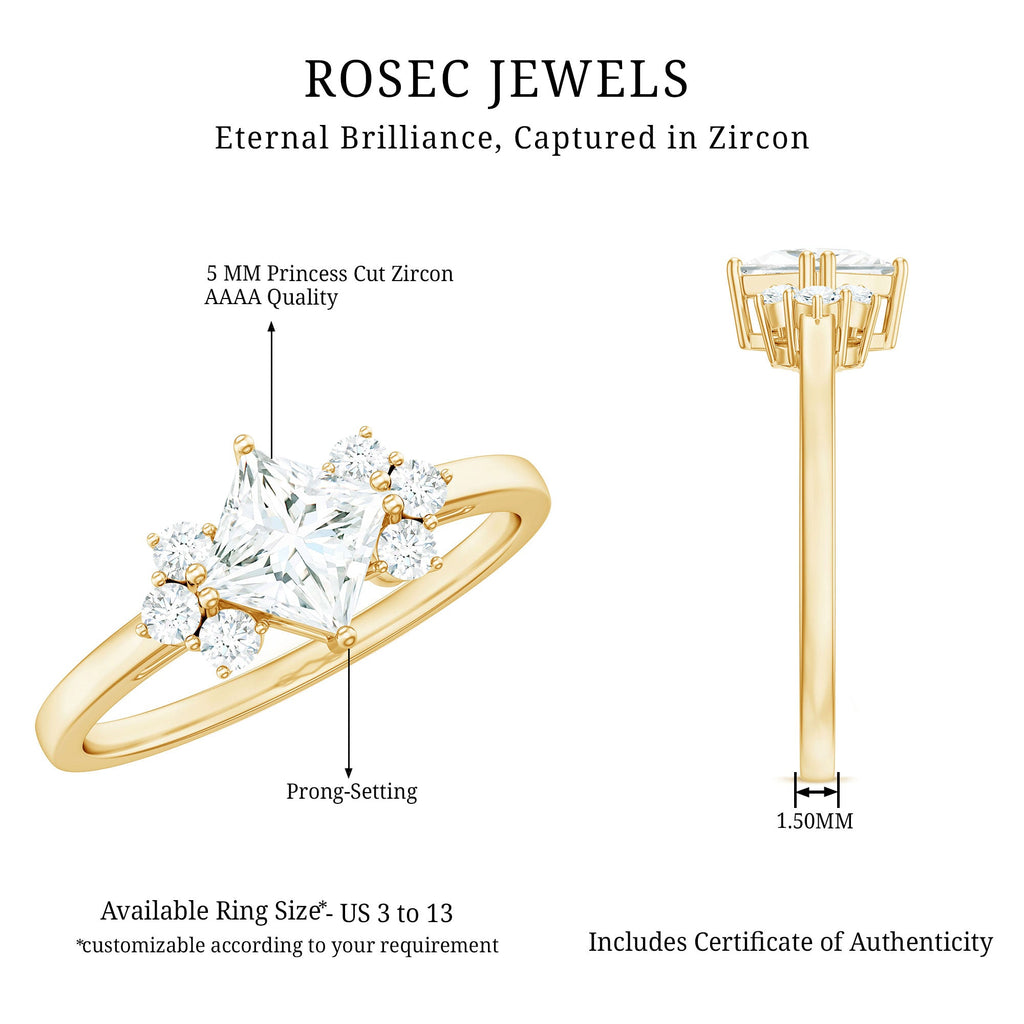 1 CT Princess Cut Cubic Zirconia Engagement Ring in Prong Setting