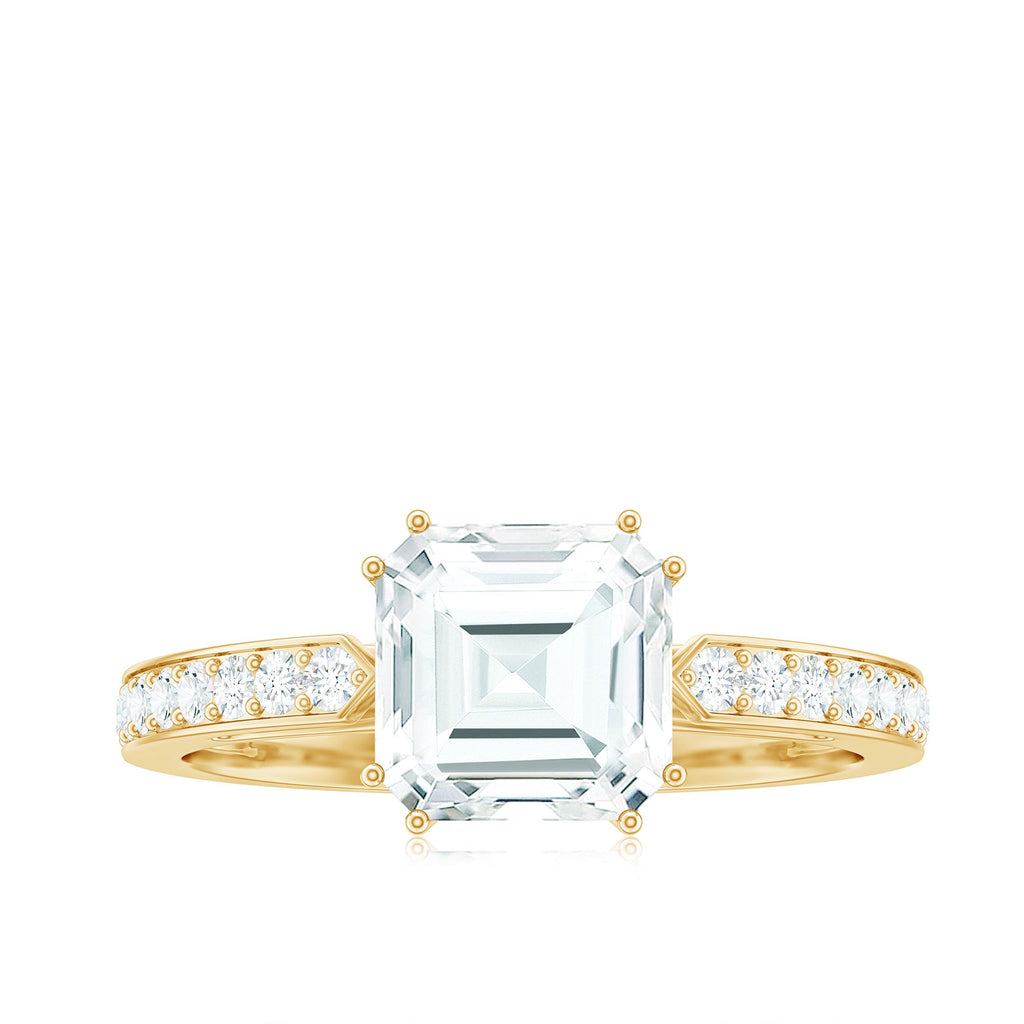 2 Carat Asscher Cut Solitaire CZ Diamond Engagement Ring