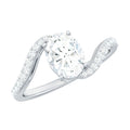 1 Carat Moissanite Oval Engagement Ring with Bypass Shank