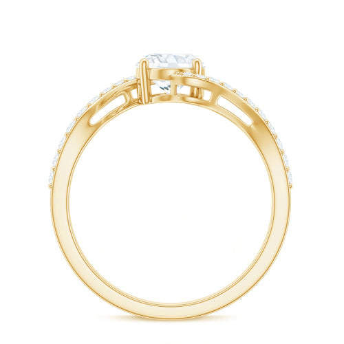 1 Carat Moissanite Oval Engagement Ring with Bypass Shank