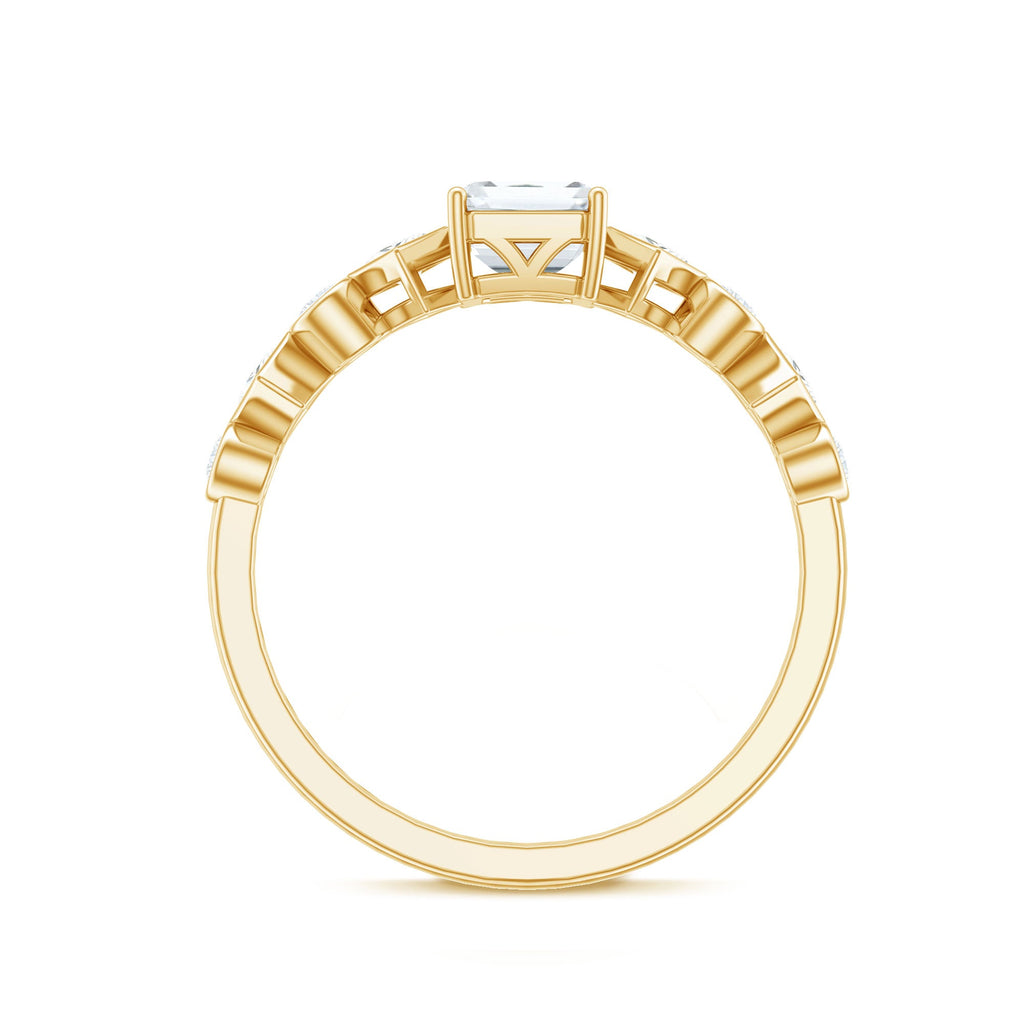 2 CT Octagon Cut Zircon Engagement Ring with Side Stones