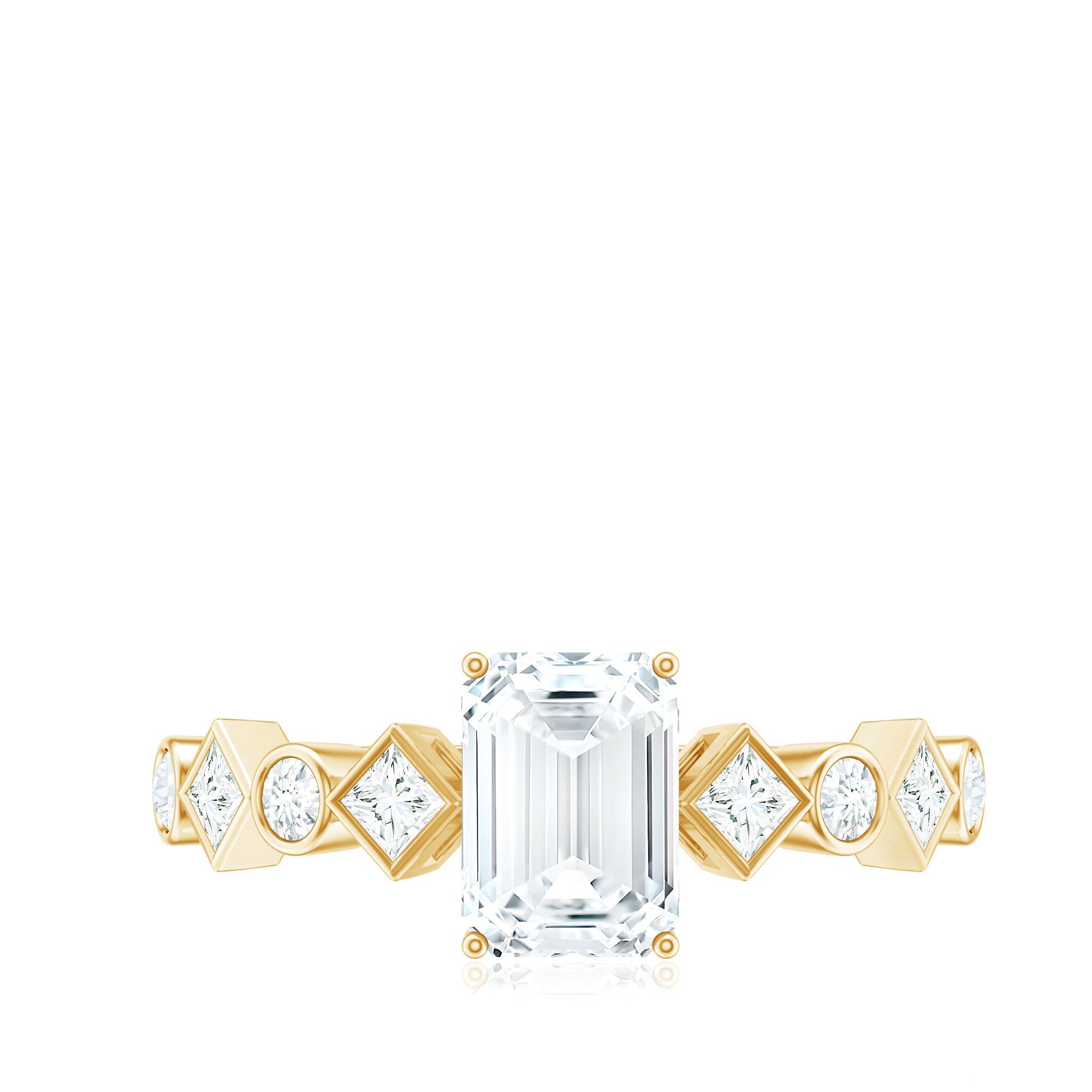 2 CT Octagon Cut Zircon Engagement Ring with Side Stones