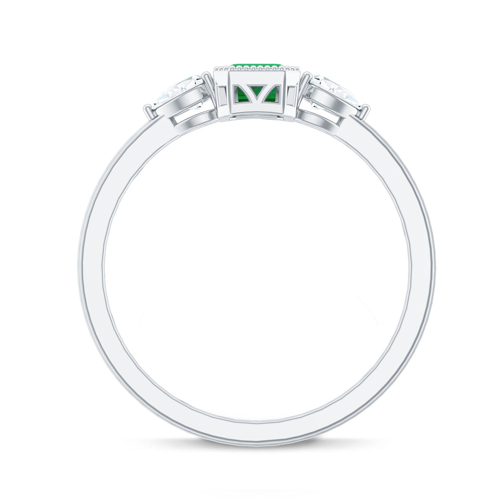 Emerald 3  Stone Ring with Diamond