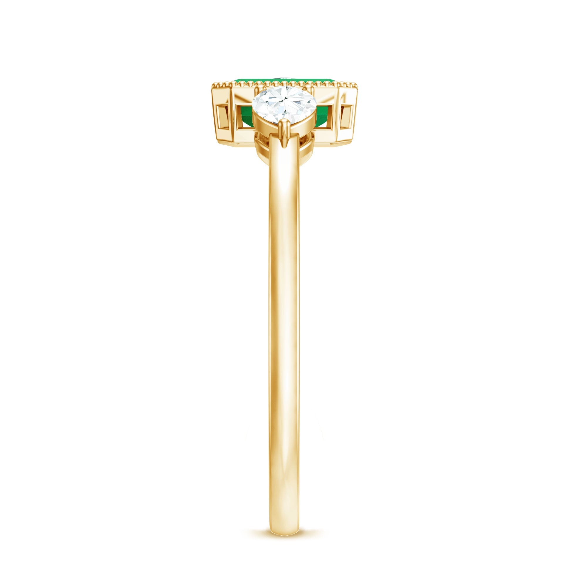 Emerald 3  Stone Ring with Diamond