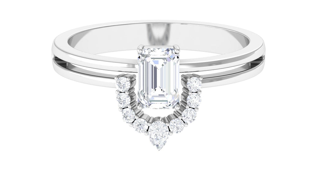 1 CT Octagon Cut Zircon Double Band Engagement Ring