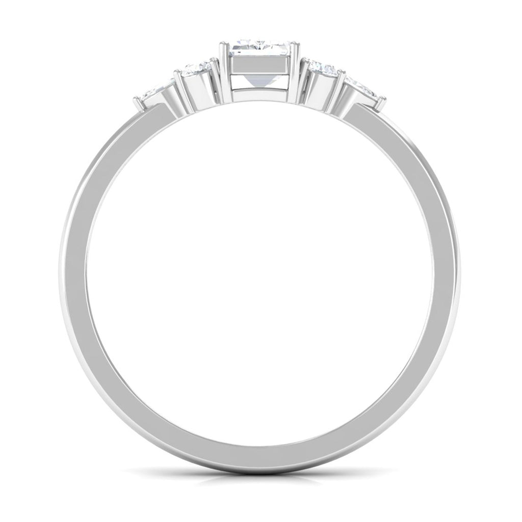 1 CT Octagon Cut Cubic Zirconia Engagement Ring with Trio