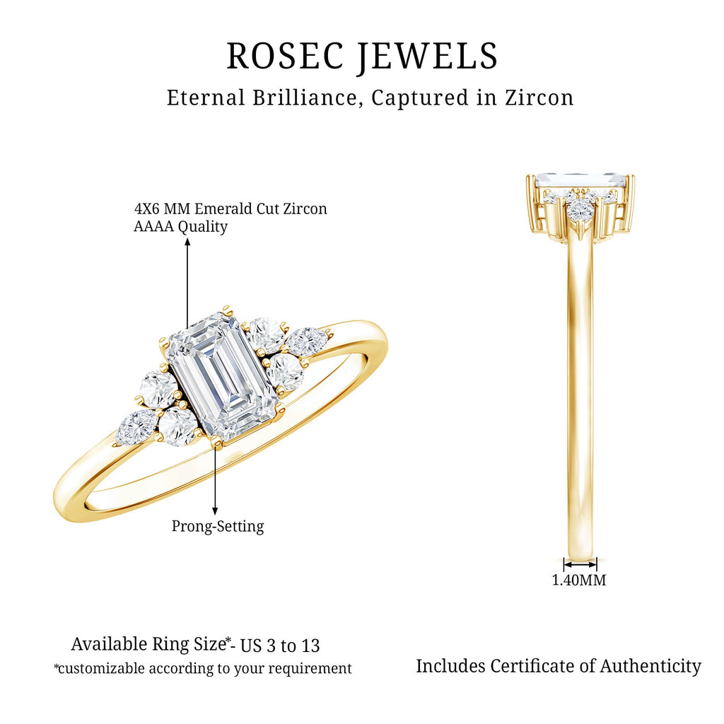 1 CT Octagon Cut Cubic Zirconia Engagement Ring with Trio