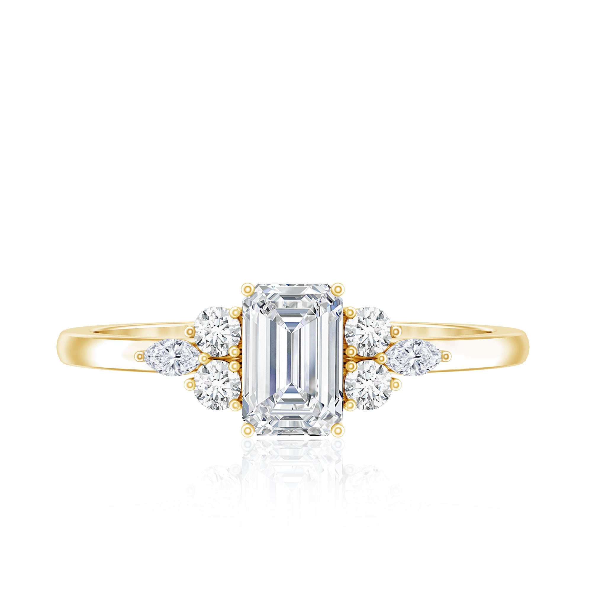 1 CT Octagon Cut Cubic Zirconia Engagement Ring with Trio
