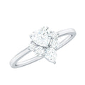 1 CT Cubic Zirconia Heart Engagement Ring with Side Stones