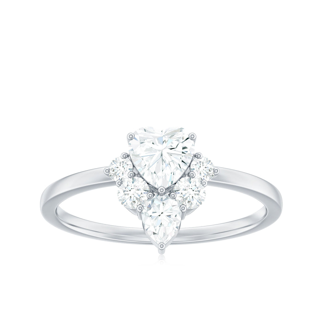 1 CT Cubic Zirconia Heart Engagement Ring with Side Stones