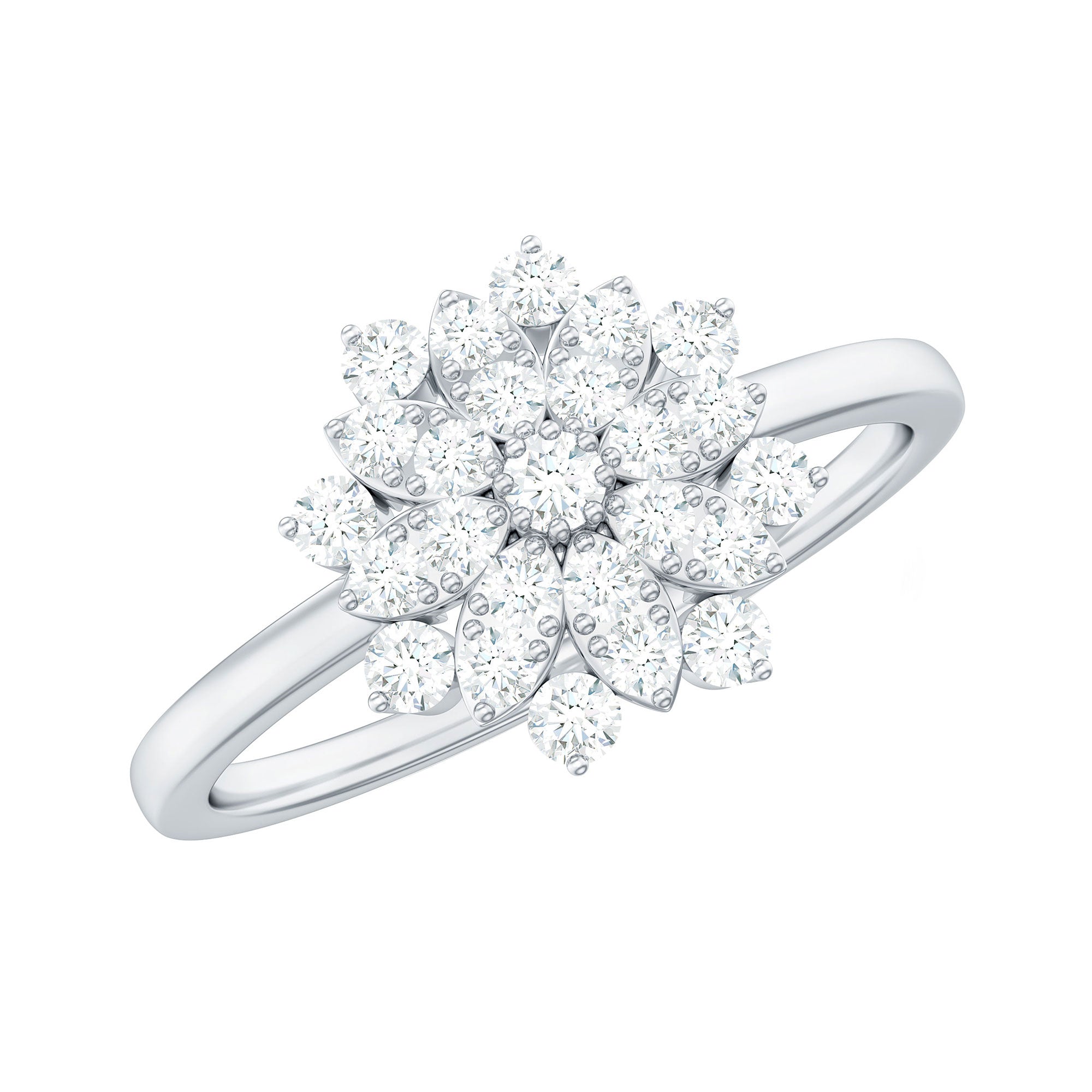 Certified Cubic Zirconia Flower Cluster Engagement Ring
