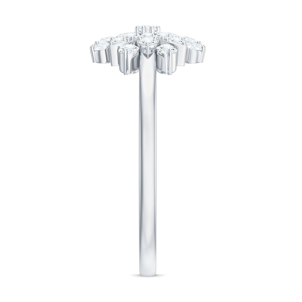 Certified Cubic Zirconia Flower Cluster Engagement Ring