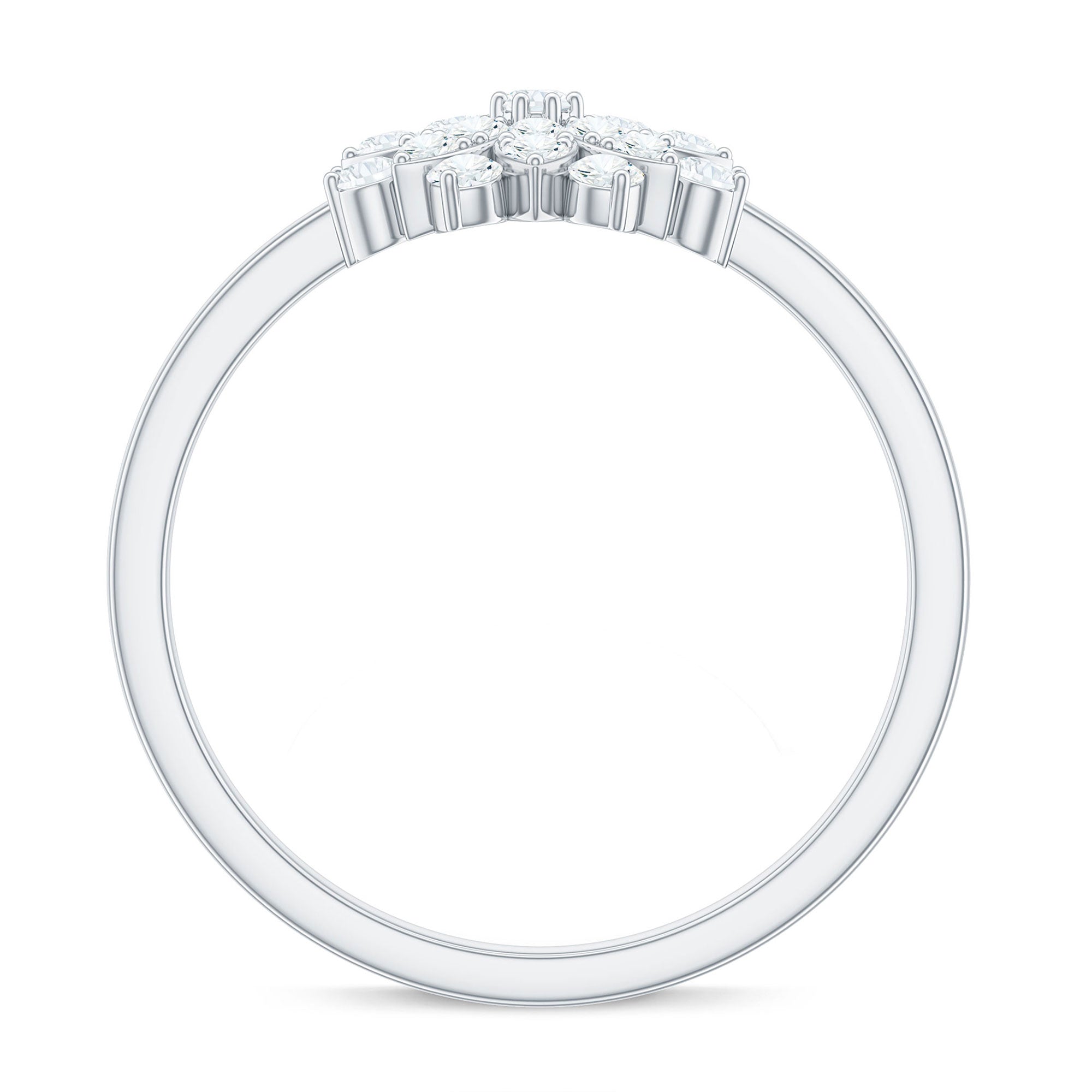 Certified Cubic Zirconia Flower Cluster Engagement Ring