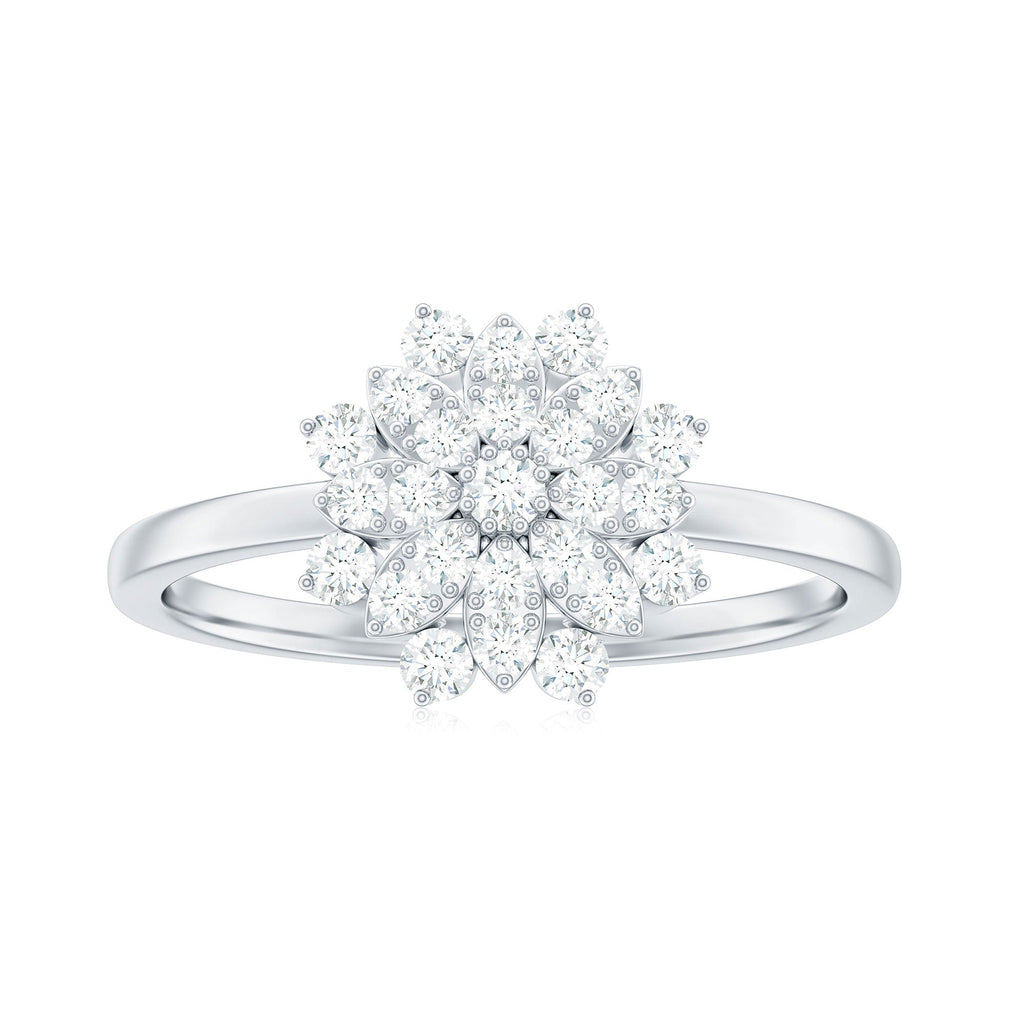 Certified Cubic Zirconia Flower Cluster Engagement Ring