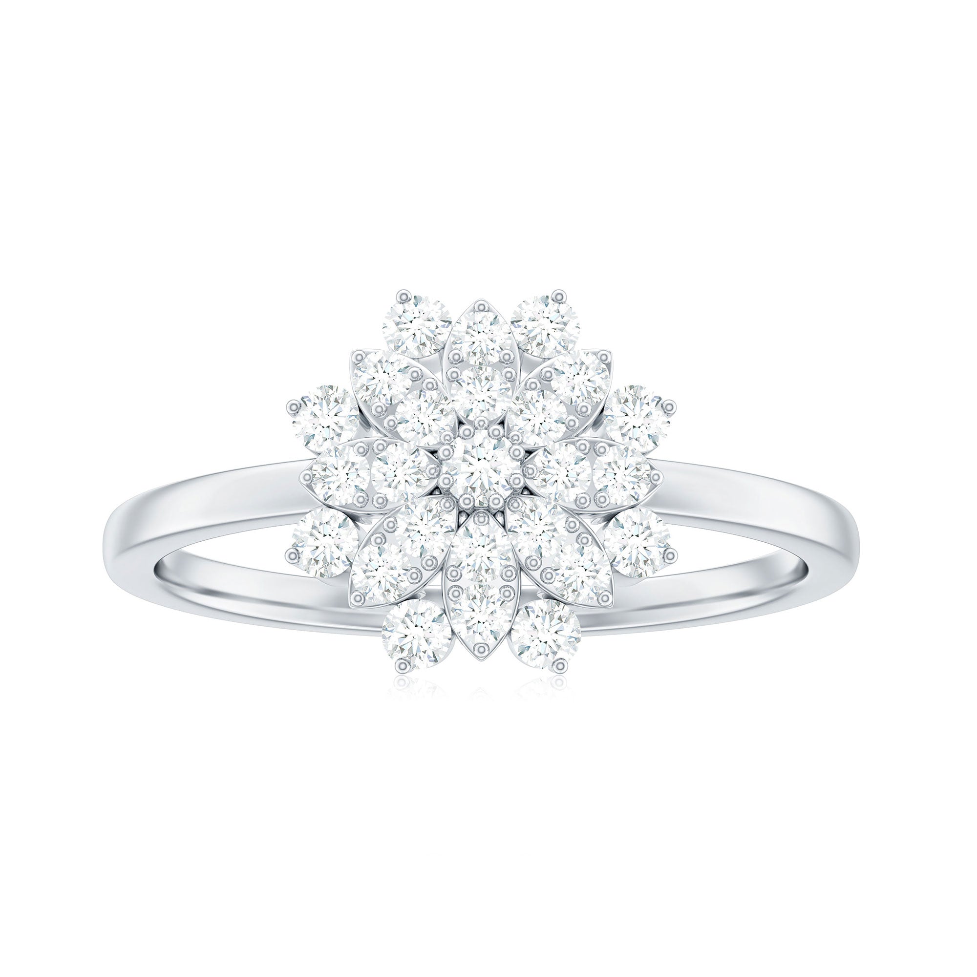Certified Cubic Zirconia Flower Cluster Engagement Ring