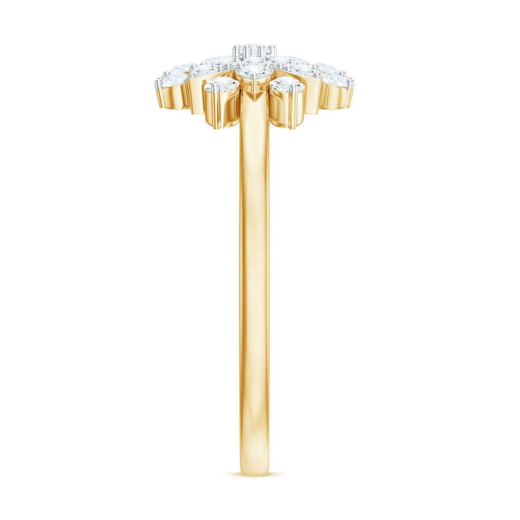 Certified Cubic Zirconia Flower Cluster Engagement Ring