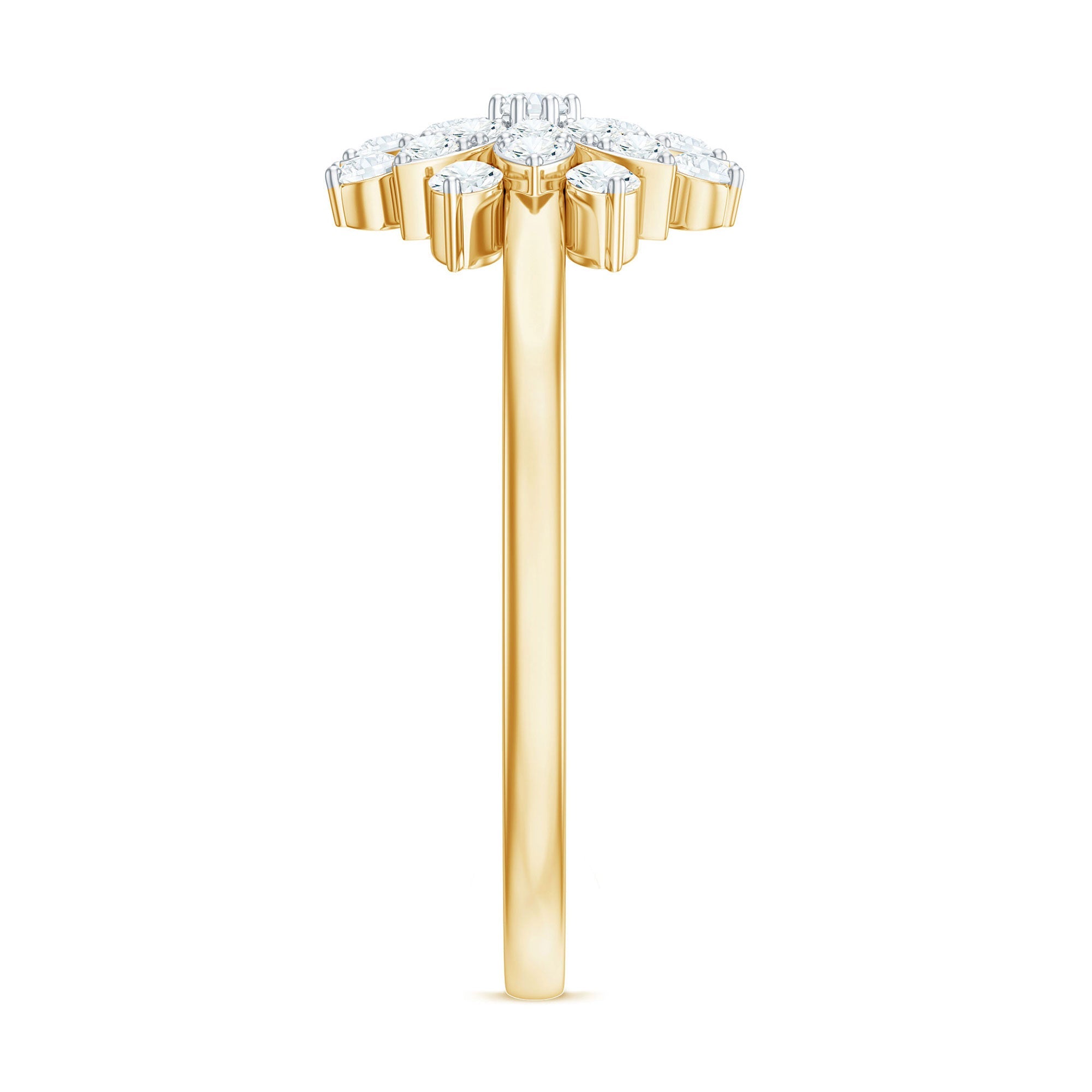 Certified Cubic Zirconia Flower Cluster Engagement Ring