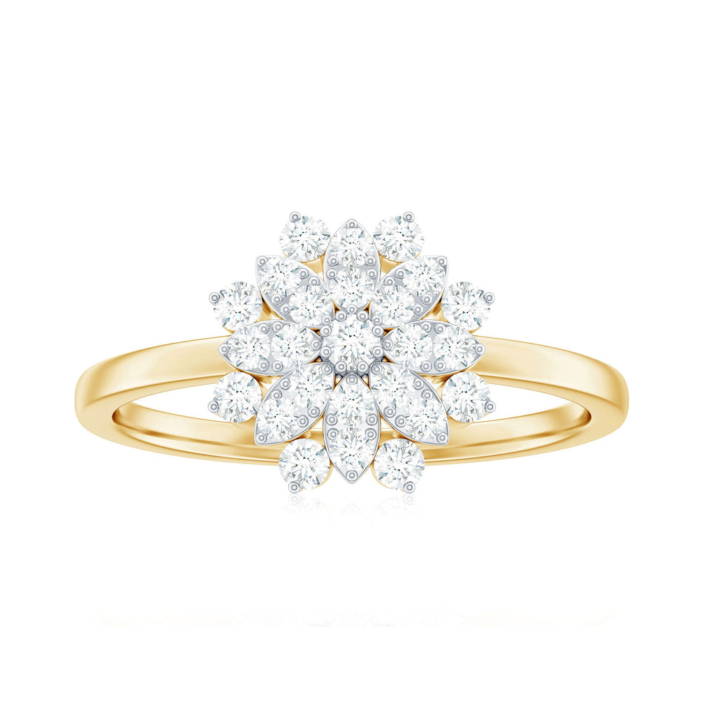 Certified Cubic Zirconia Flower Cluster Engagement Ring