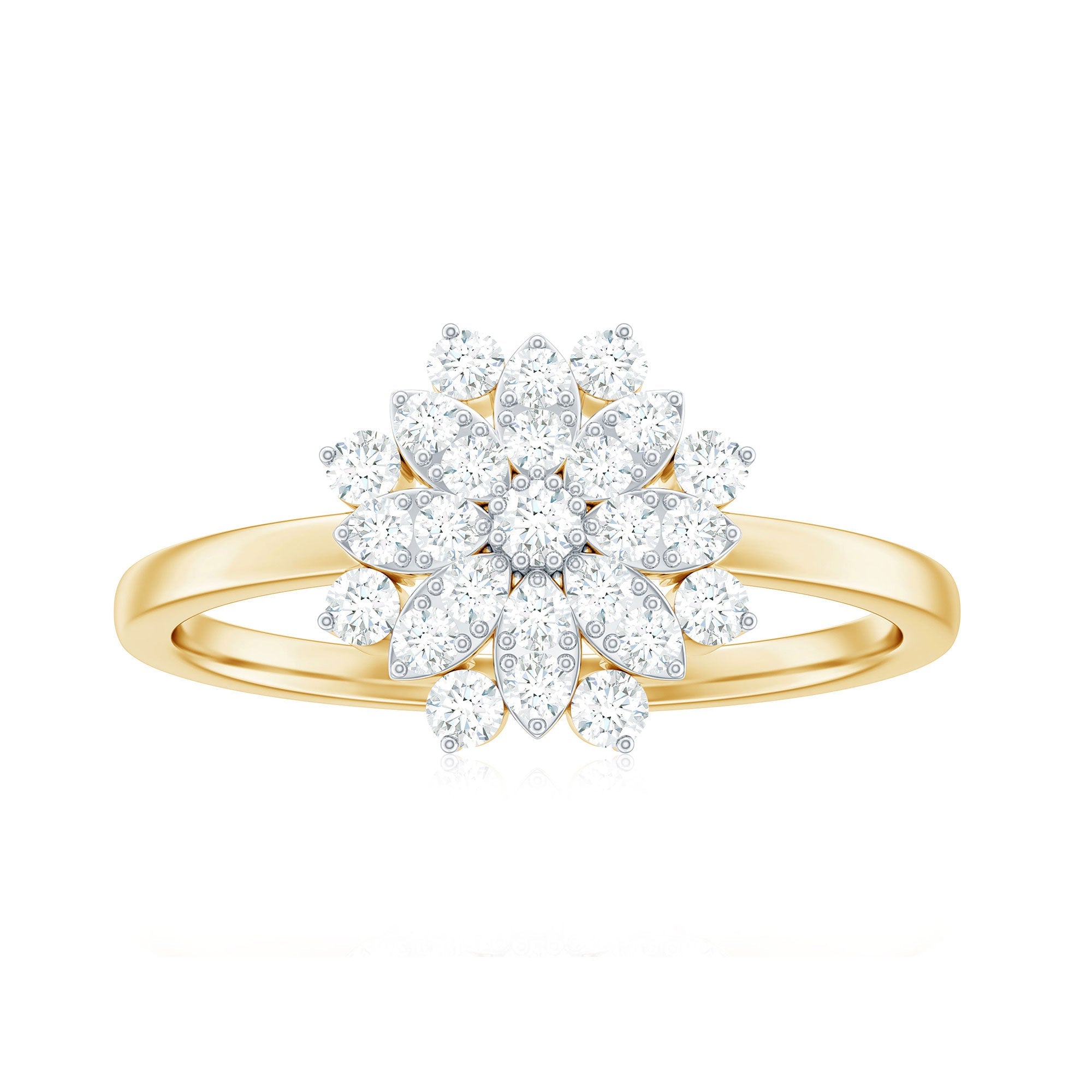Certified Cubic Zirconia Flower Cluster Engagement Ring