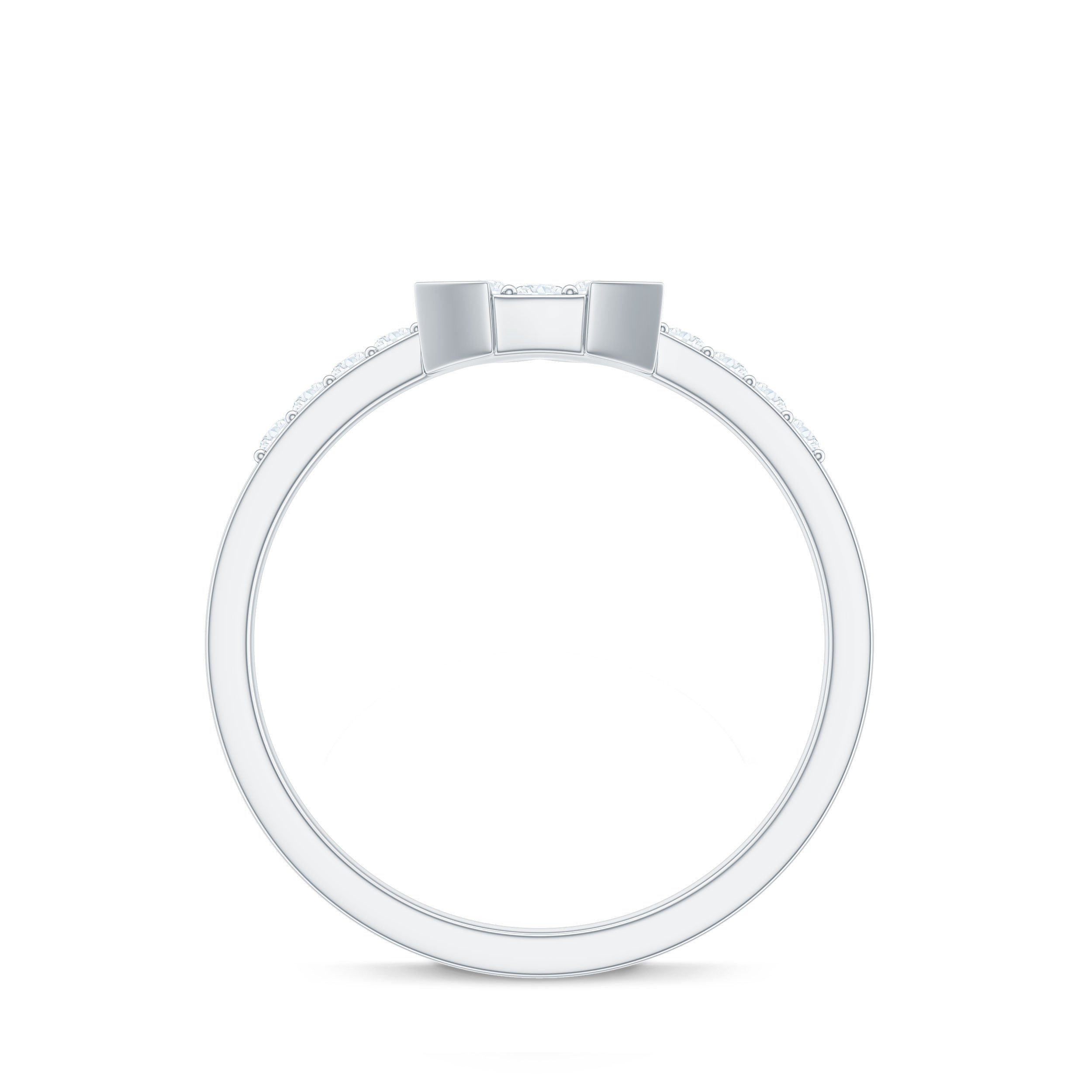 1/2 CT Round Cubic Zirconia Triangular Engagement Ring