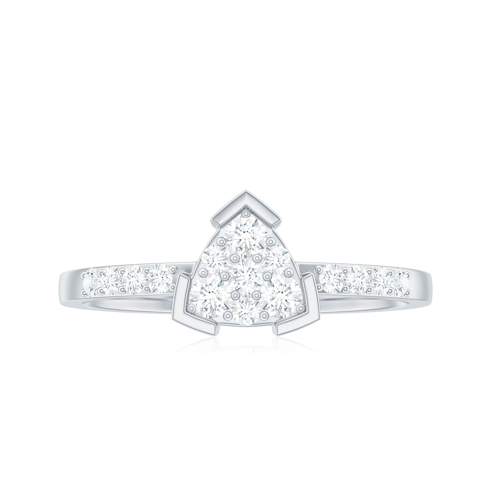 1/2 CT Round Cubic Zirconia Triangular Engagement Ring