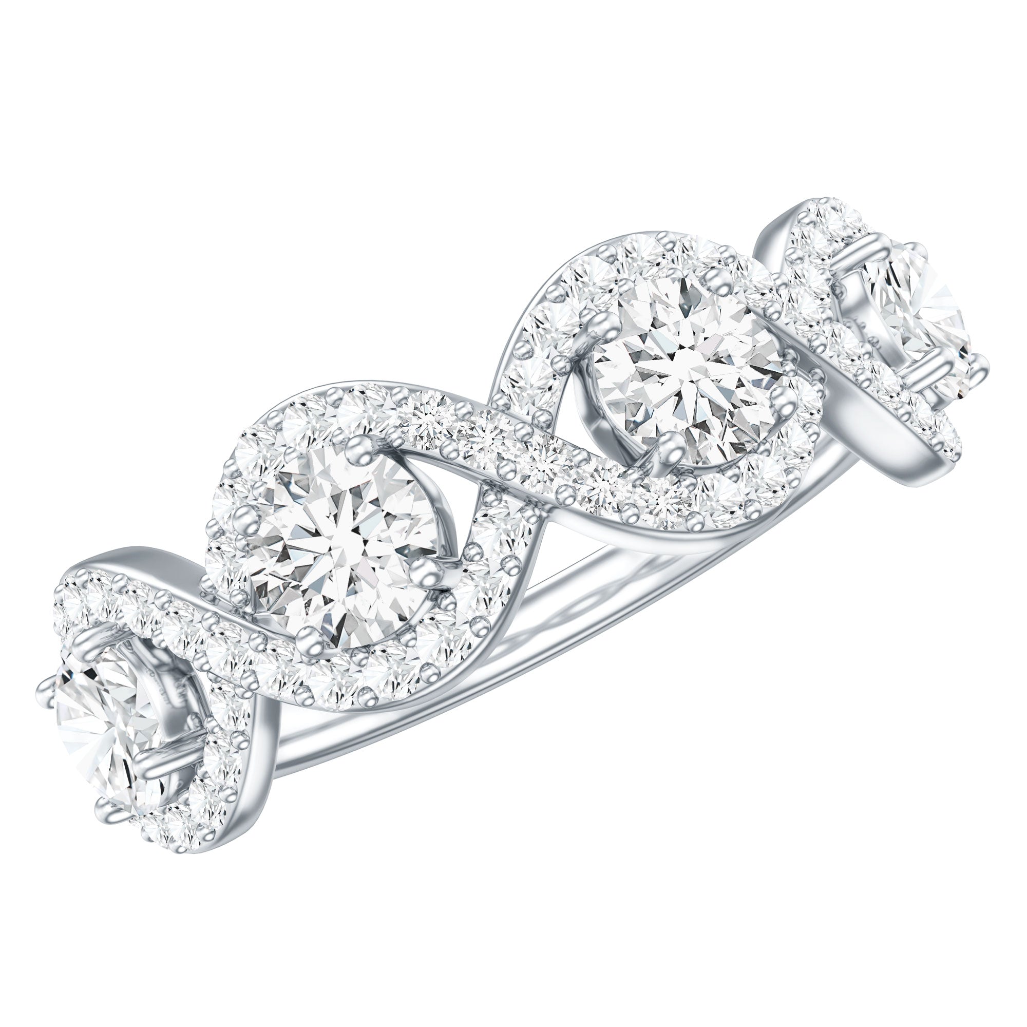 Cubic Zirconia Braided Half Eternity Band Ring