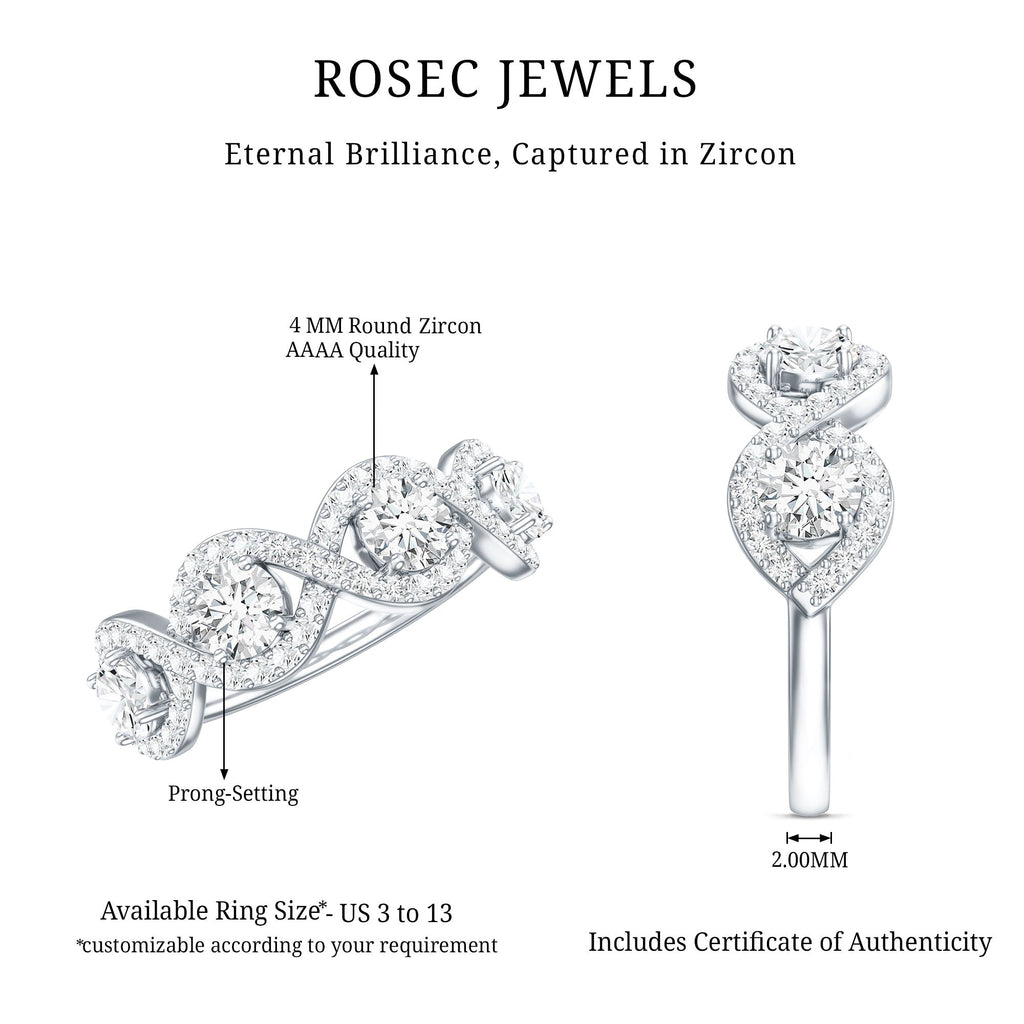 Cubic Zirconia Braided Half Eternity Band Ring