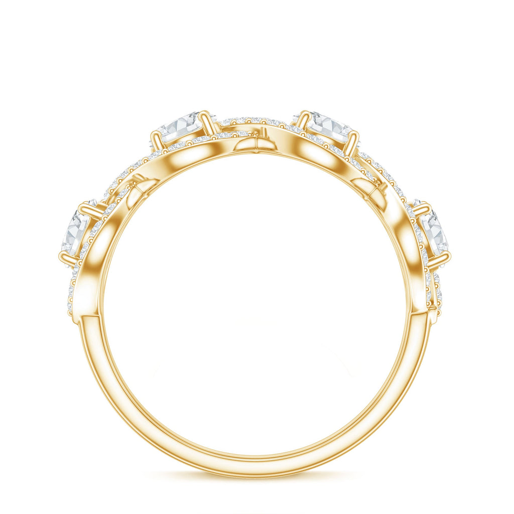 Cubic Zirconia Braided Half Eternity Band Ring