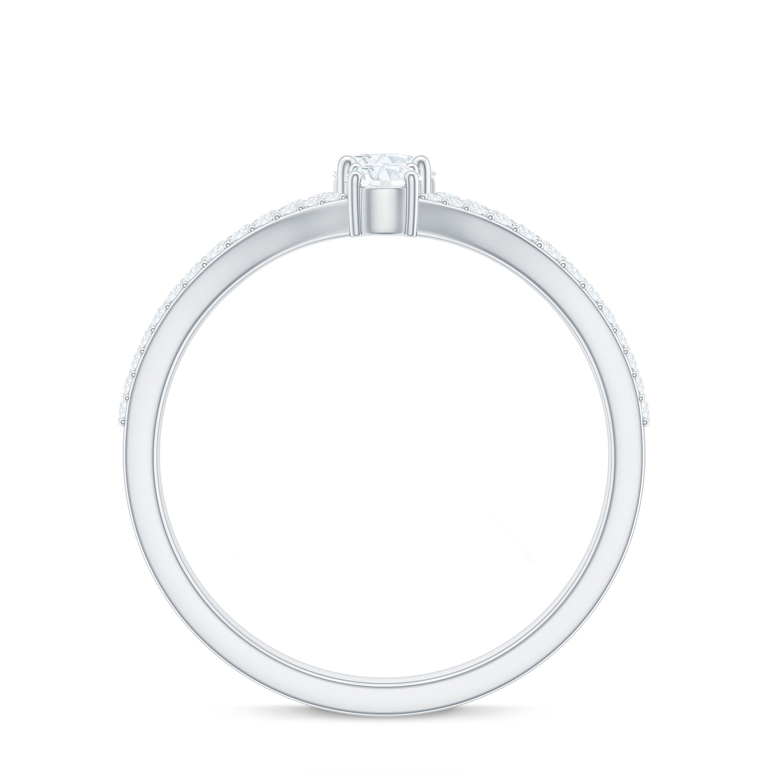 3/4 CT Zircon Two Stone Engagement Ring with Split Shank