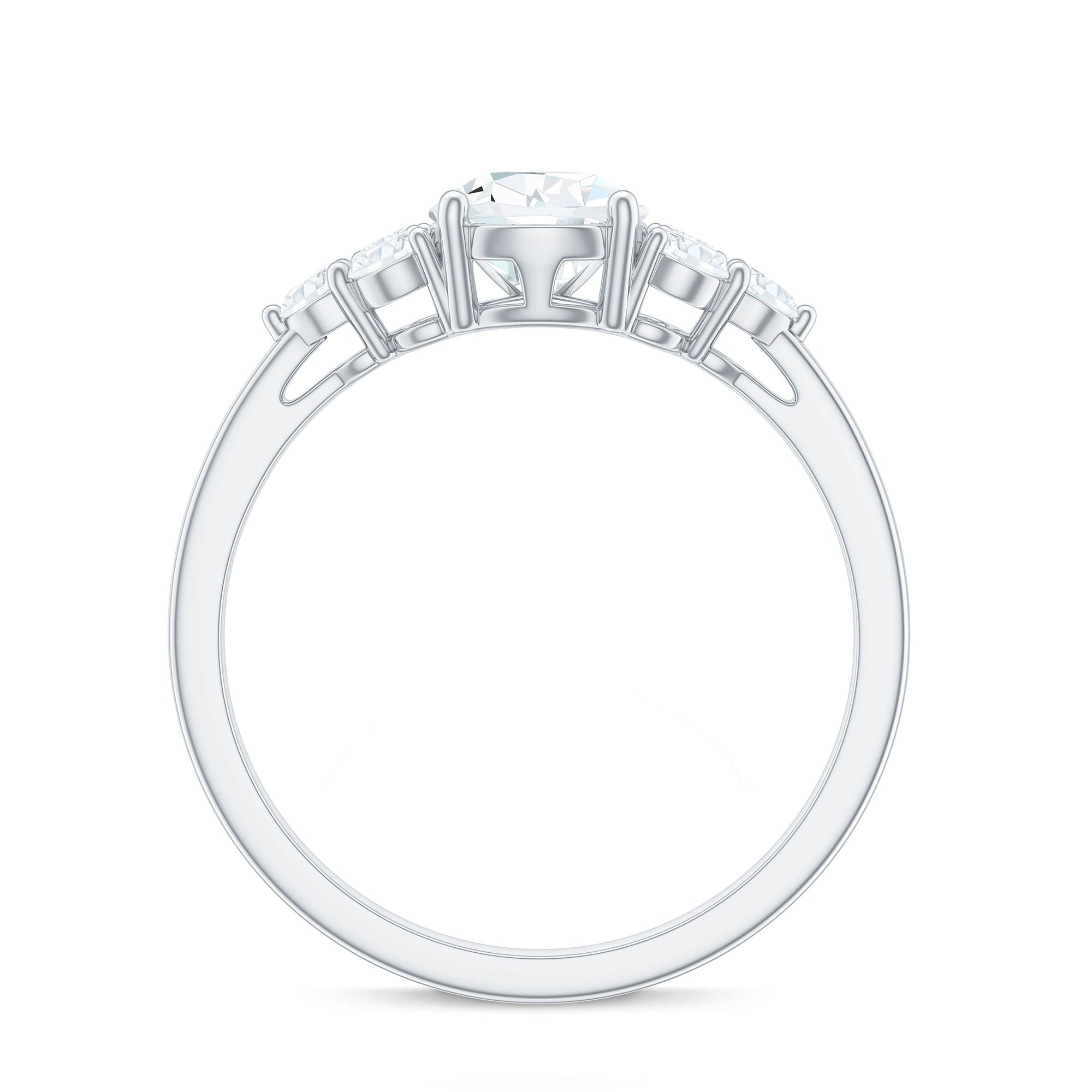 Zircon Teardrop Engagement Ring with Cluster Accent