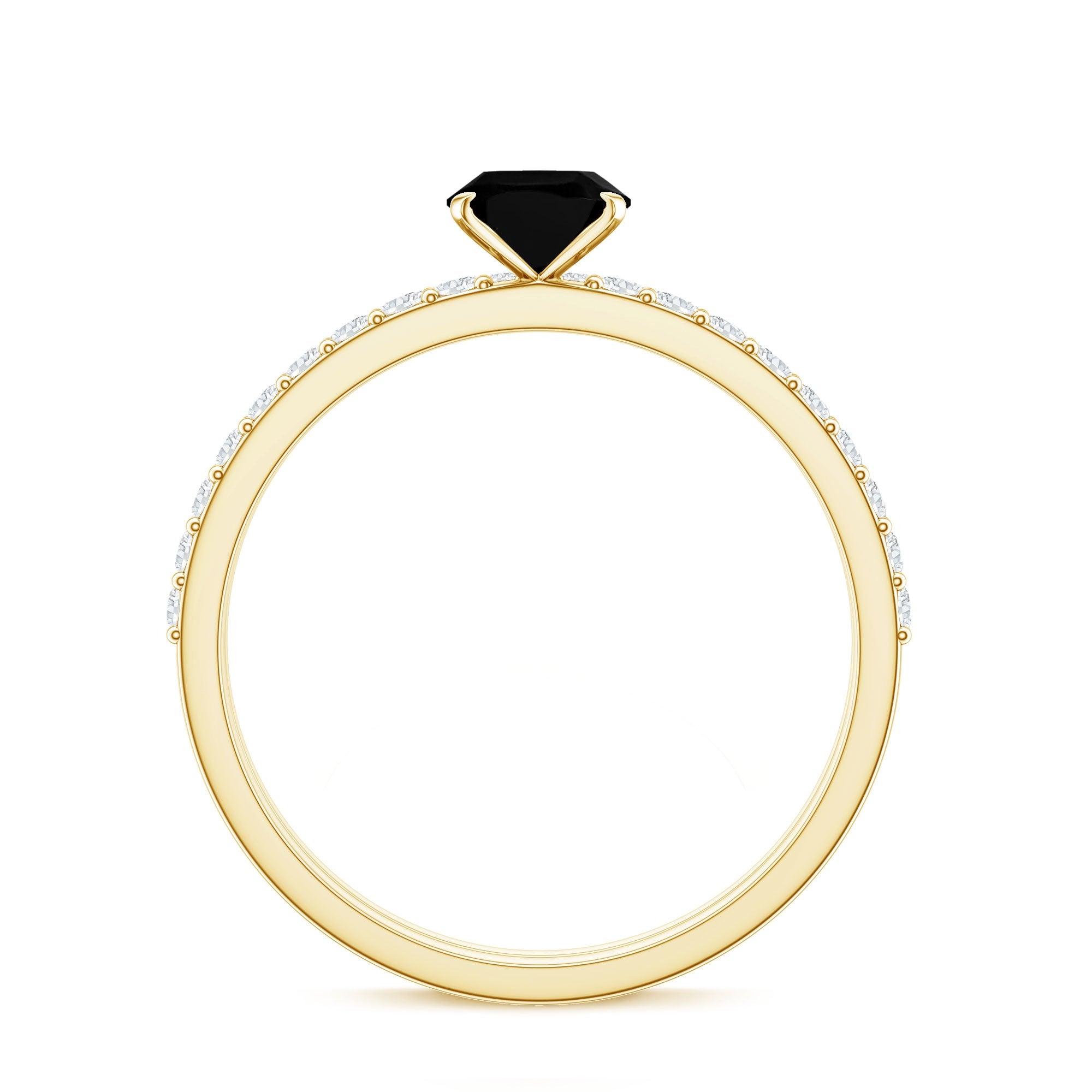 6X8mm Oval Cut Black Onyx Solitaire Rings Set with Diamond Wedding Band