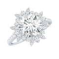 2 Carat Round Zircon Floral Halo Statement Ring